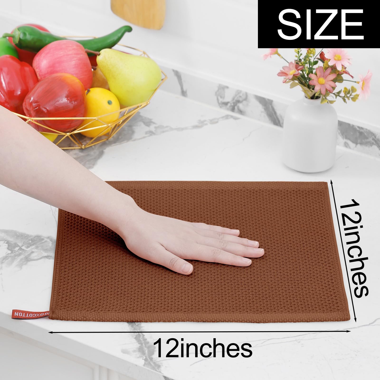100% Cotton Waffle Weave Kitchen Dish Cloths 12 (12 Count)