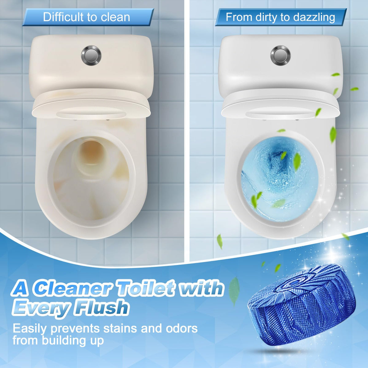 Toilet Bowl Cleaner Blue Tablets 18 Pack (18 Count)