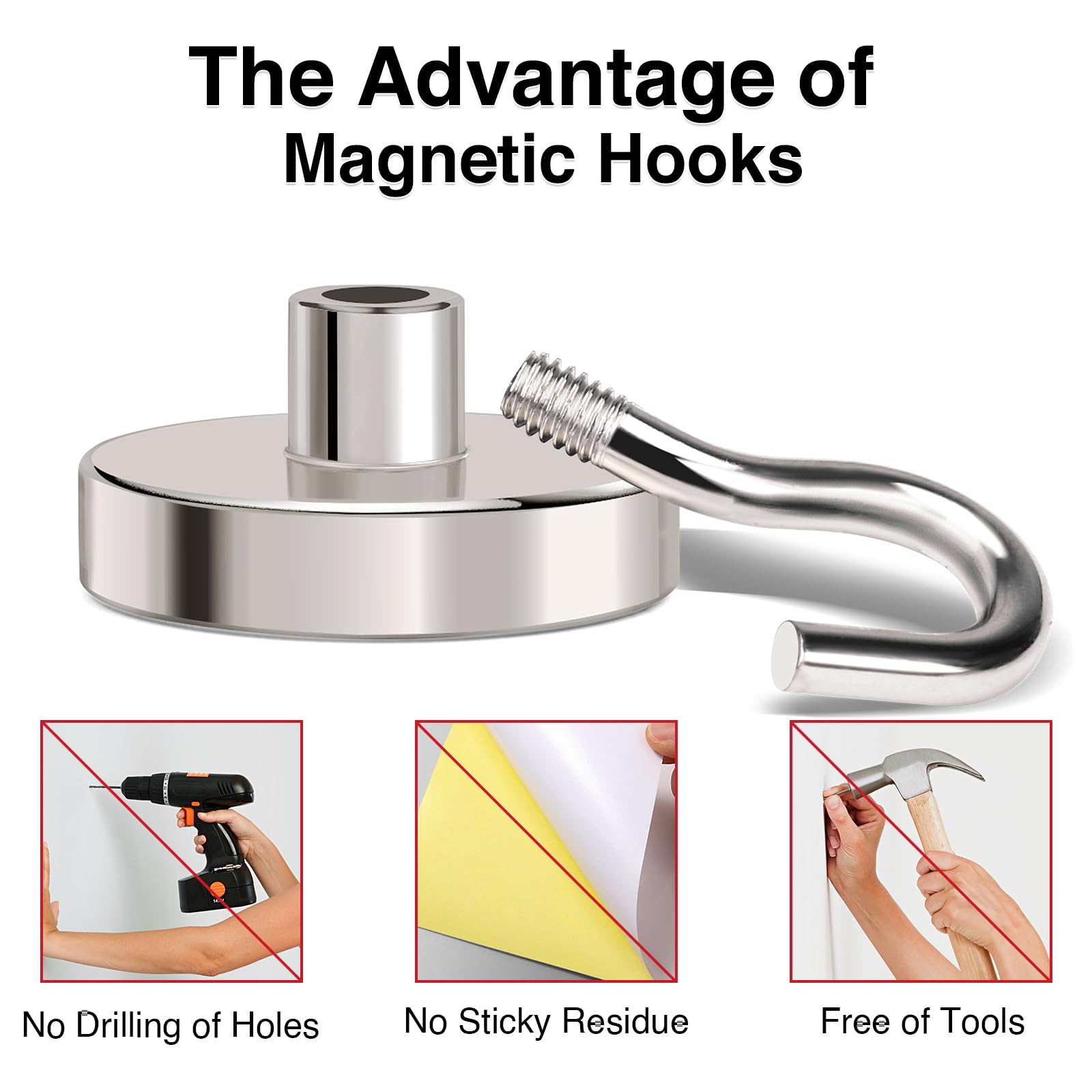 Magnetic Hooks Heavy Duty 120LB+ Strong Magnet with Hook