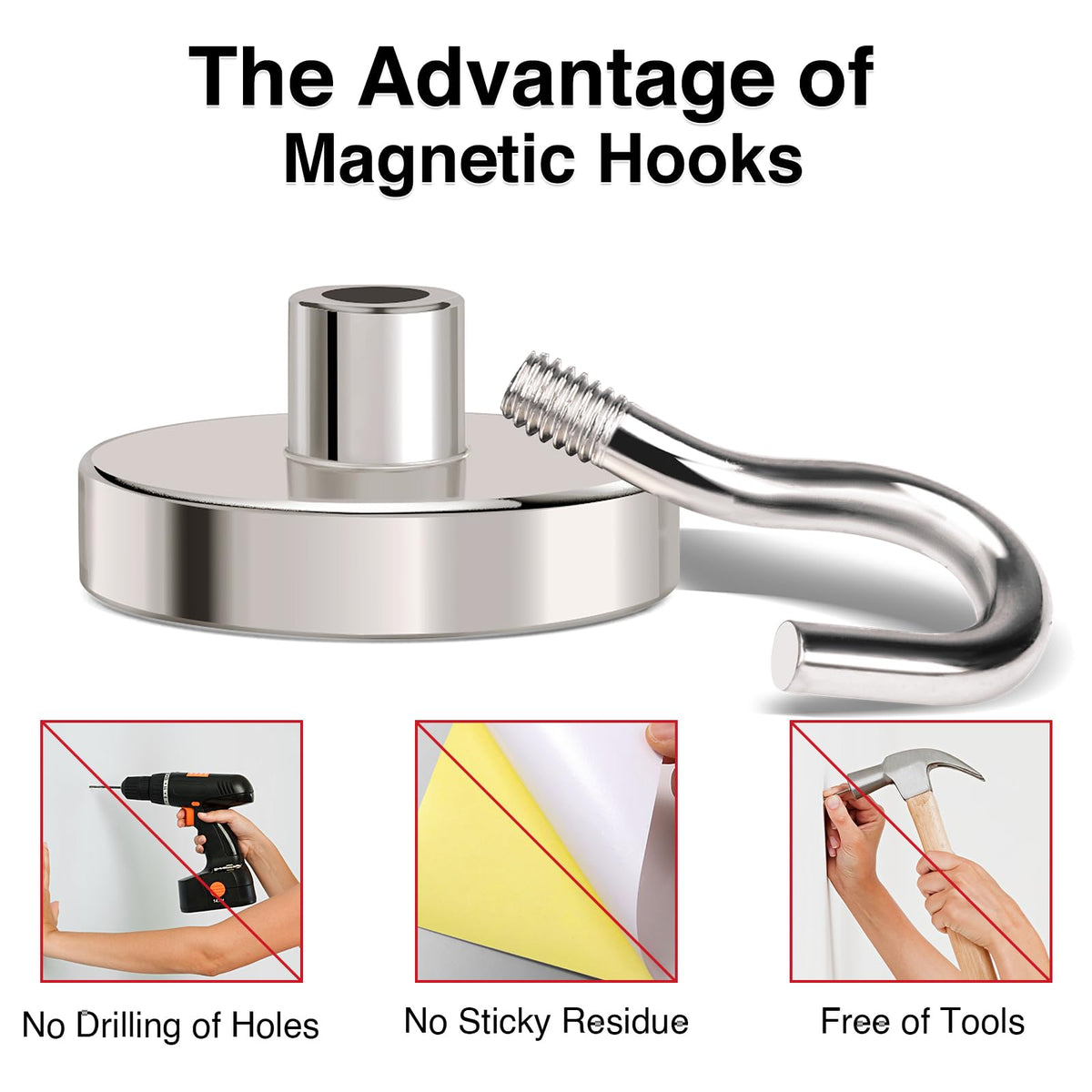 Magnetic Hooks Heavy Duty 120LB+ Strong Magnet with Hook