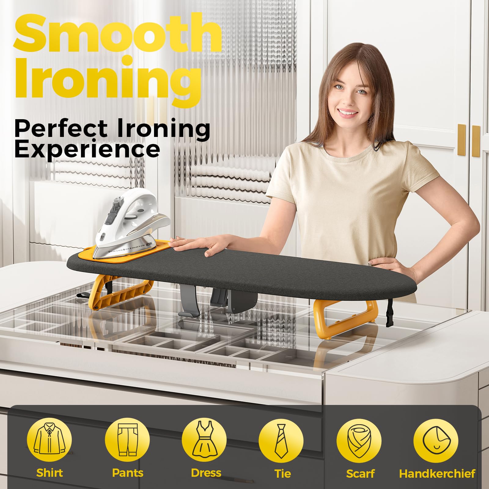 Small Ironing Board with Iron Holder