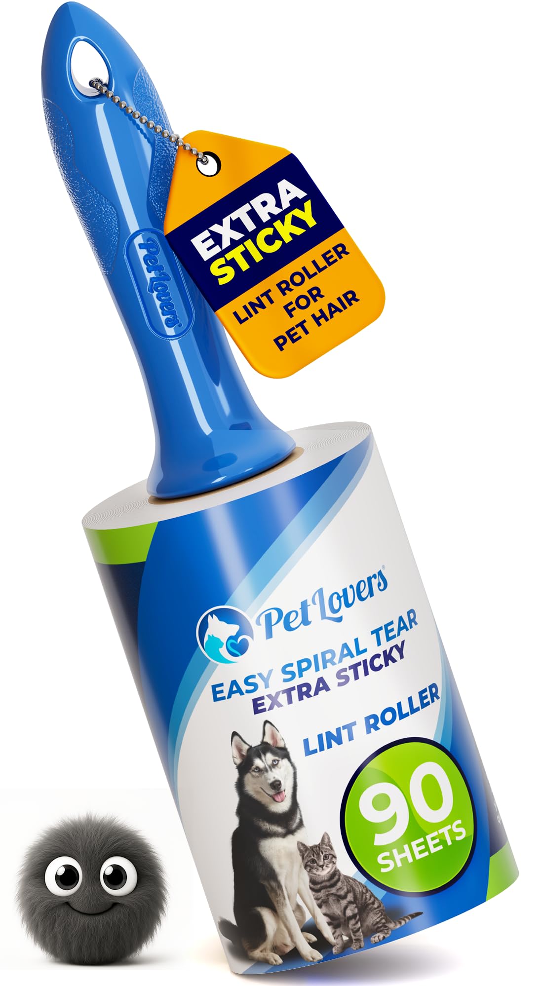Extra Sticky Lint Roller Single Unit 90 Sheets for Pet Hair Removal (90 Count)