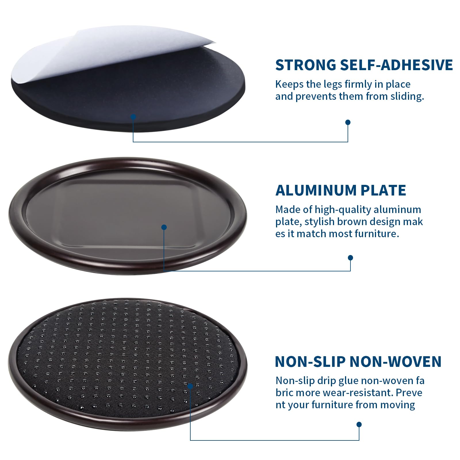 4" Round Non Slip Furniture Pads to Prevent Floor Scratches (16 Count)
