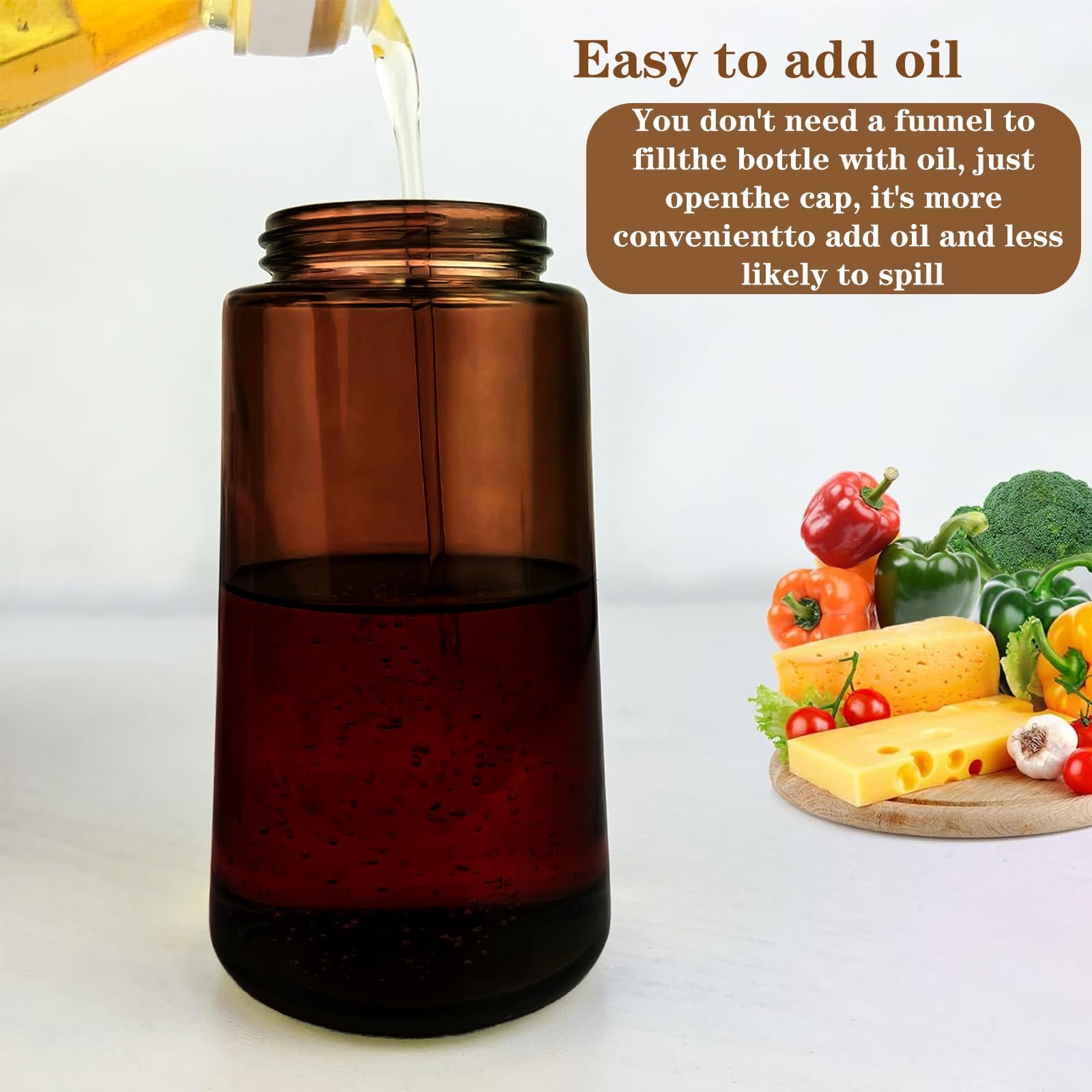 Oliver Oil Sprayer Dispenser for Cooking Bottle 16oz Dark Glass 2pcs Black (2 Count)