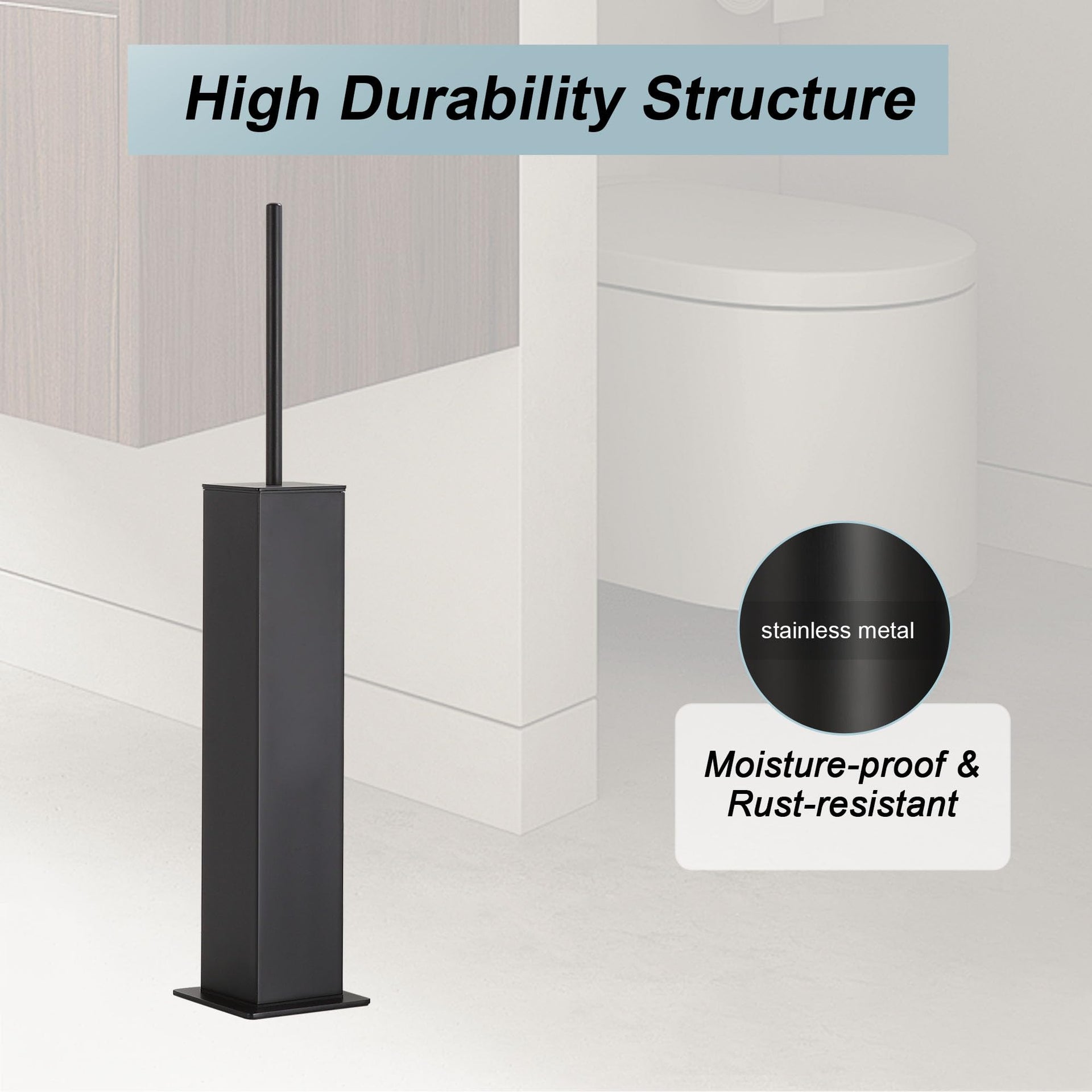 Black Toilet Brush and Holder