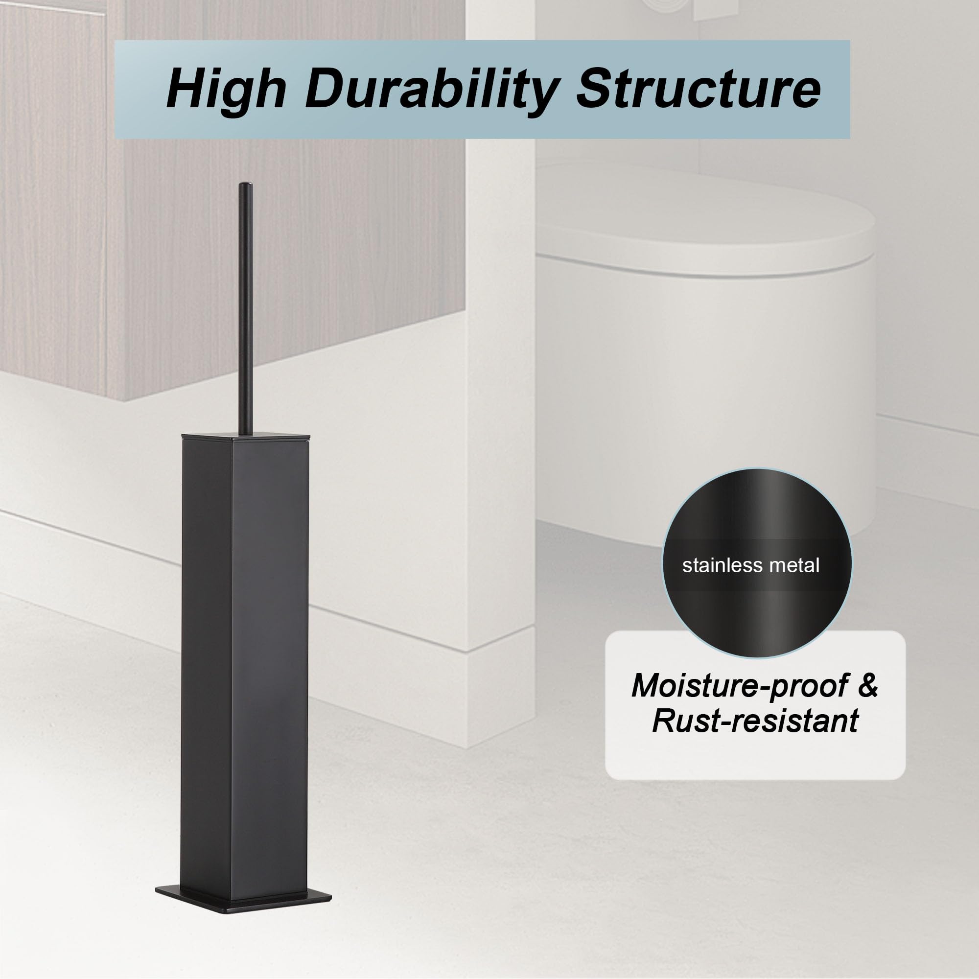 Black Toilet Brush and Holder