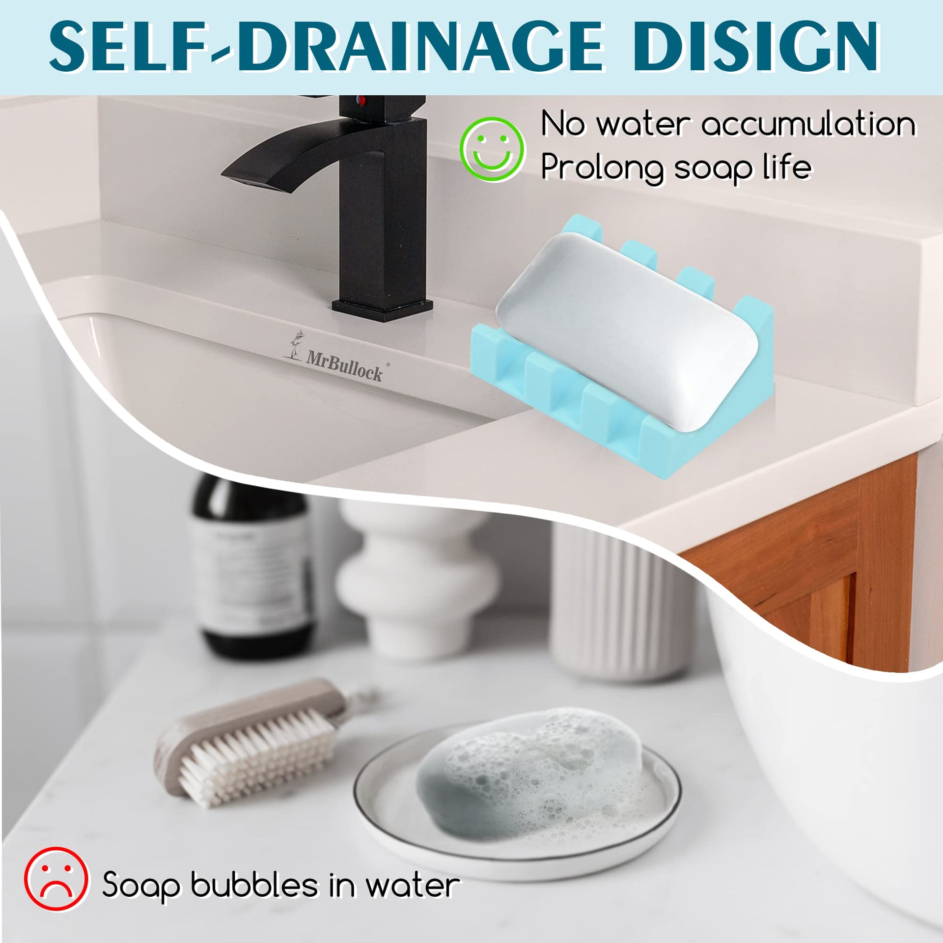 Silicone Soap Dish Self Draining for Shower & Kitchen (2 Count)