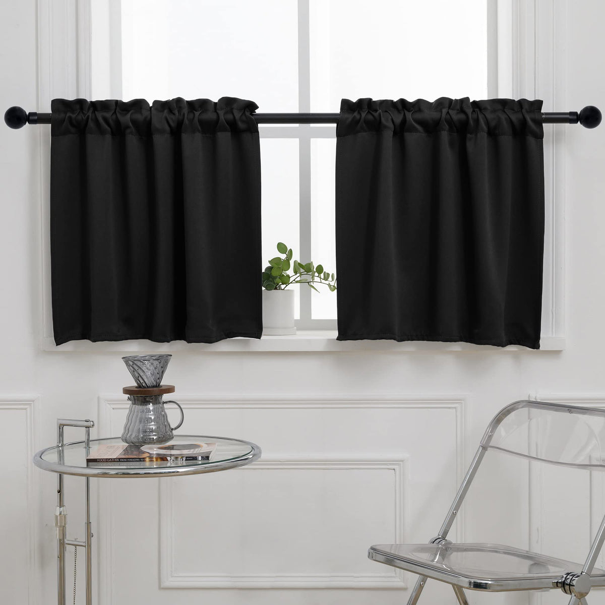 24 Inch Long Tier Curtains for Small Window Treatment