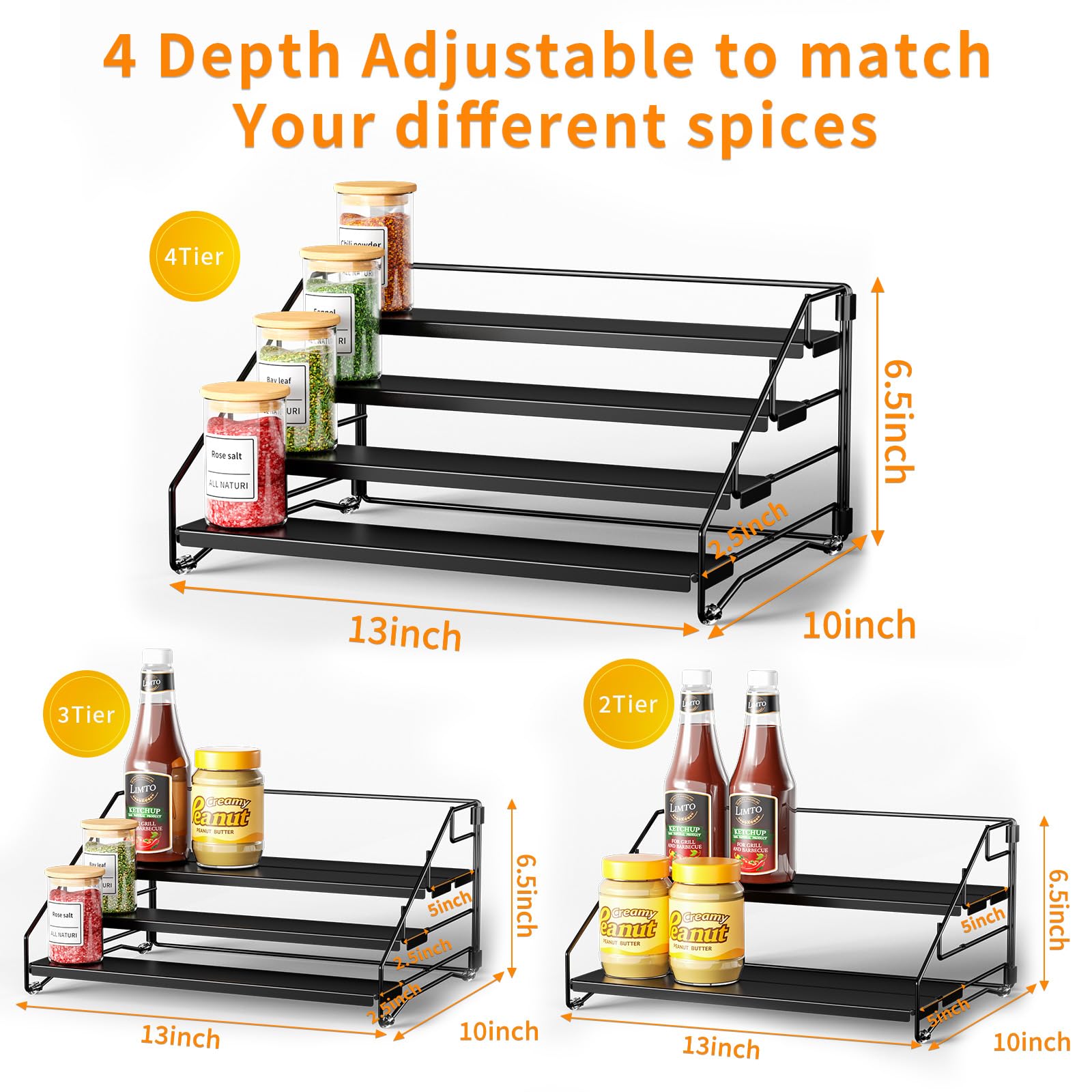 4 Tier Spice Rack Organizer for Cabinet