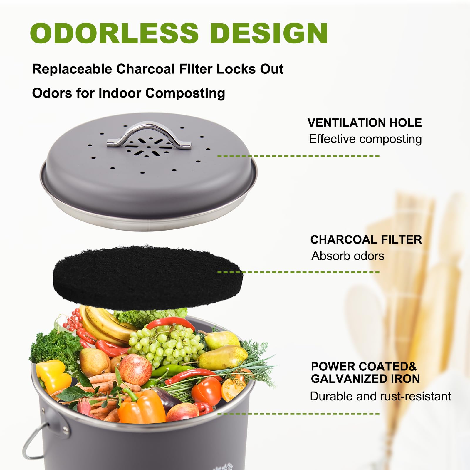 Kitchen Countertop Compost Bin