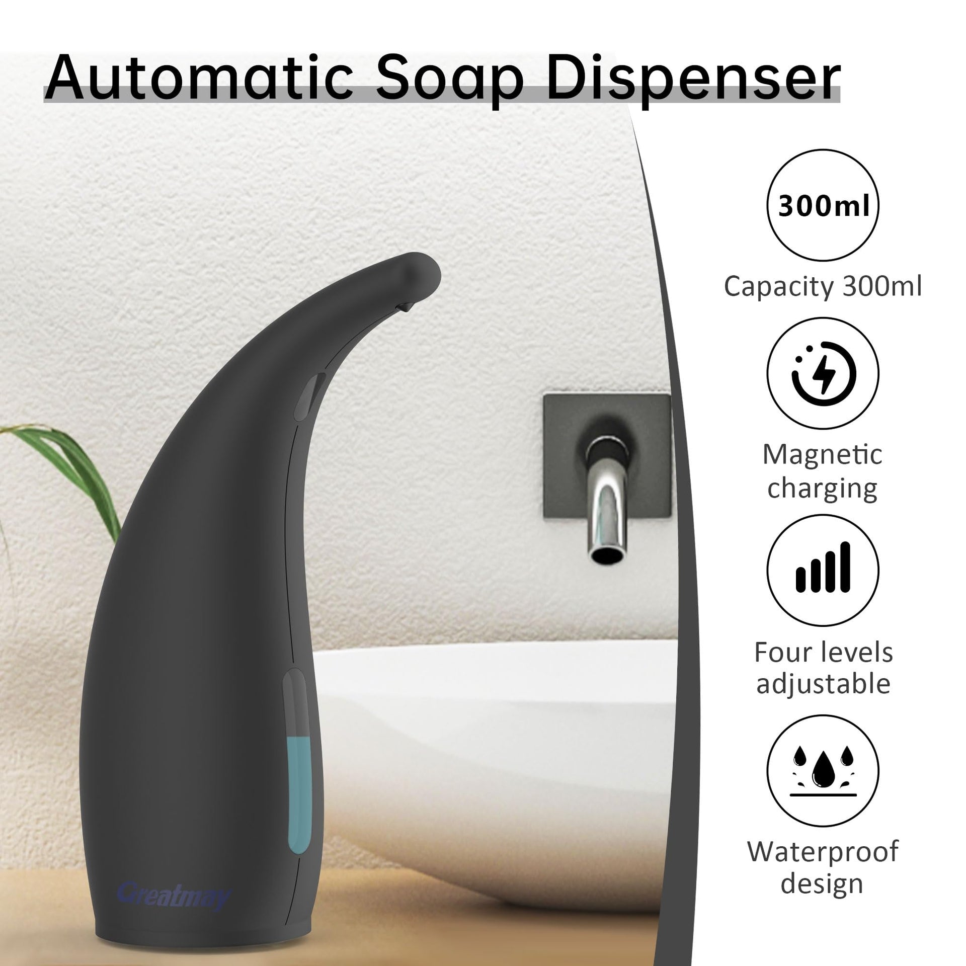 Automatic Soap Dispenser Touchless Rechargeable 10 oz