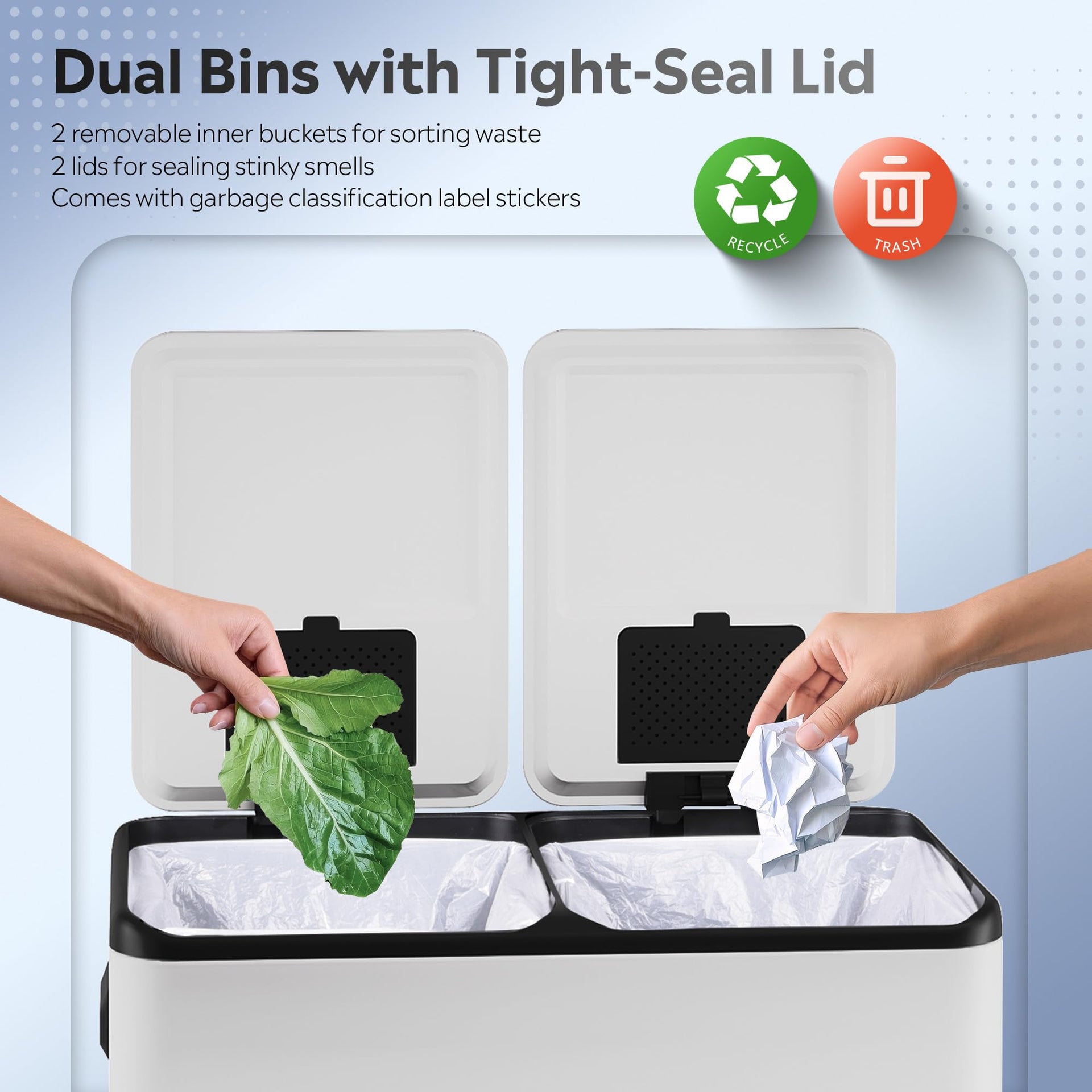 2 x 8 Gallon Stainless Steel Dual Trash Can (2 Count)