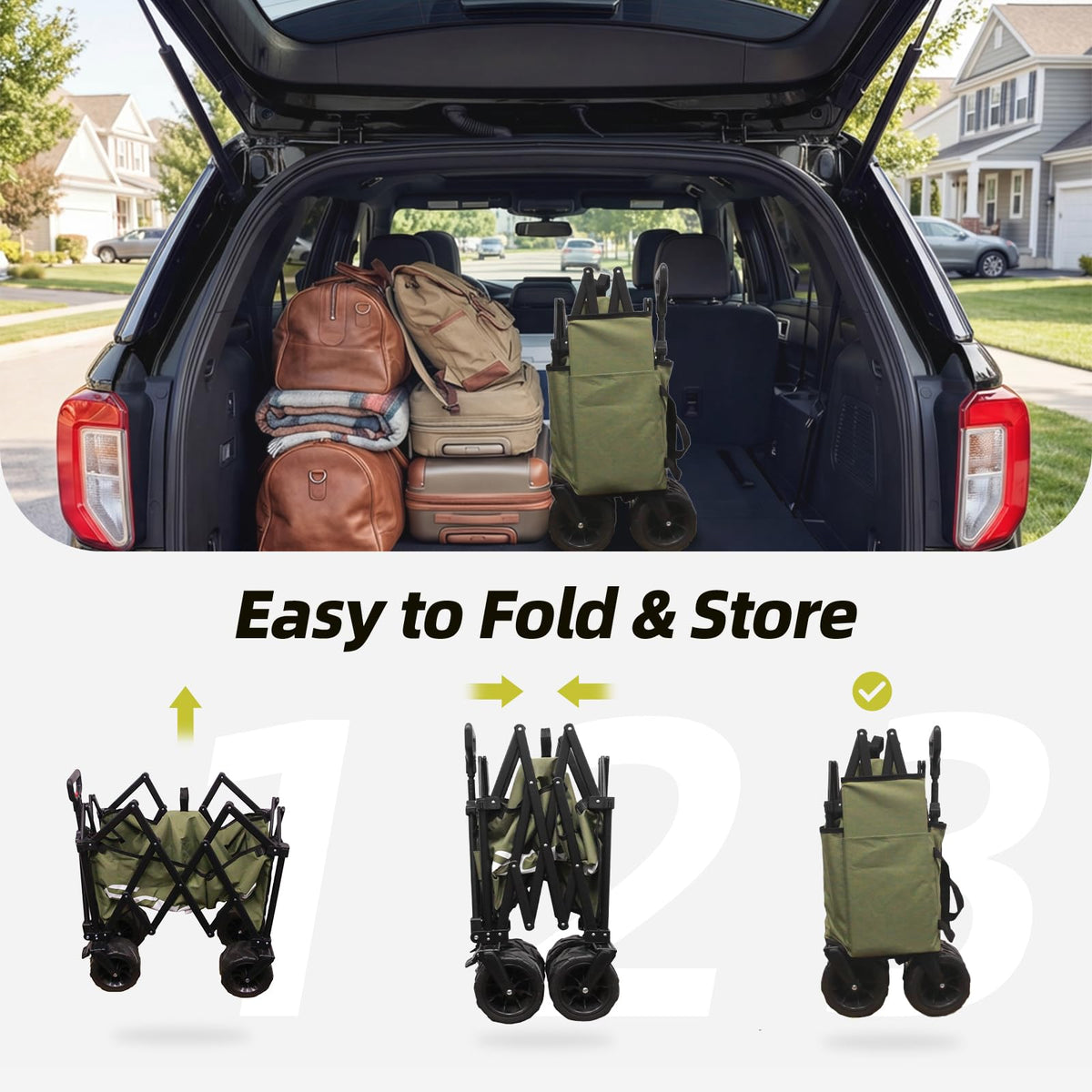 Wagons Carts Foldable Heavy Duty with 400Lbs Wt