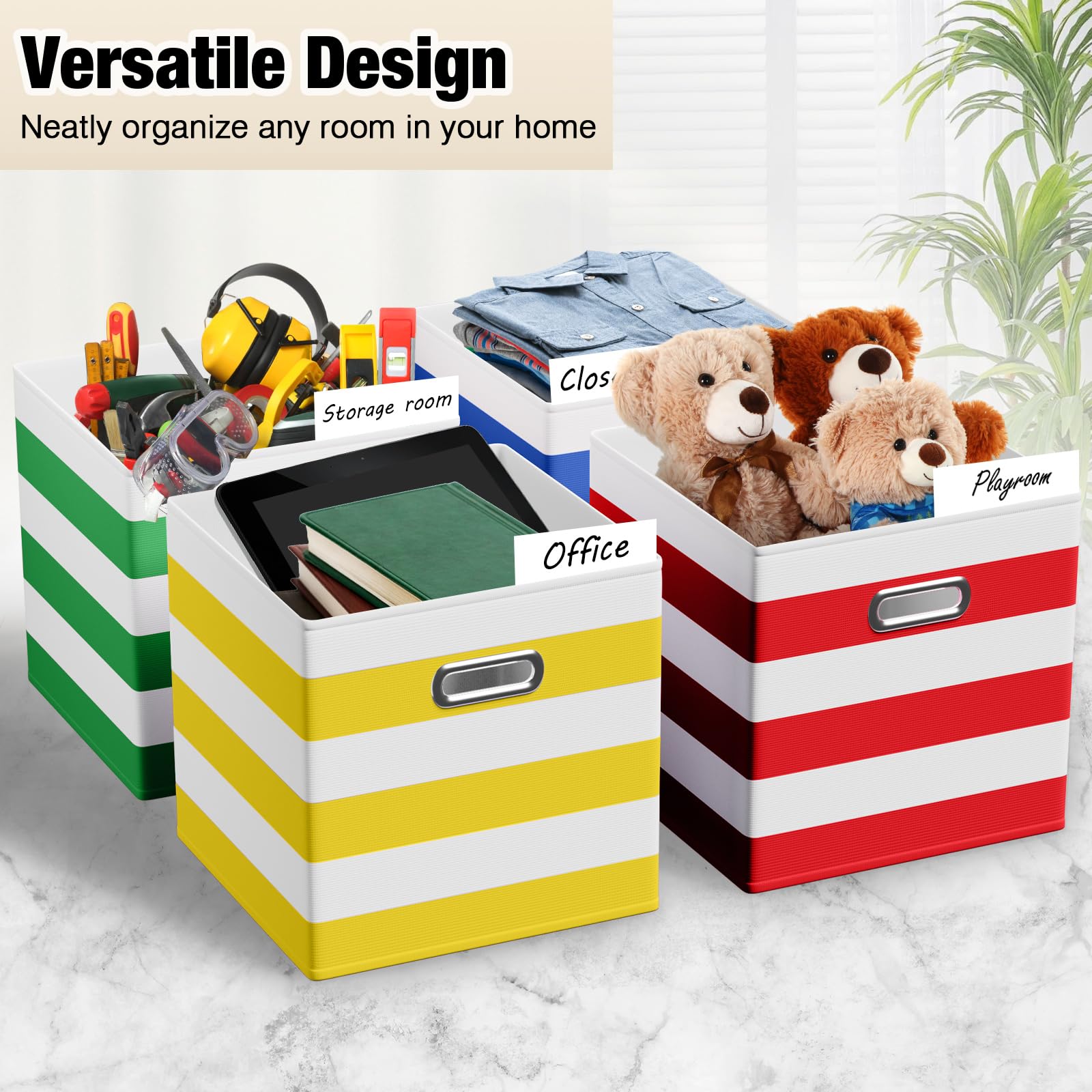 11 Inch 6 Pack Fabric Storage Cubes with Metal Handles (6 Count)