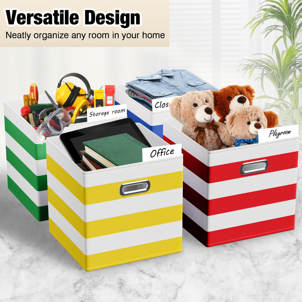 13 Inch 6 Pack Fabric Storage Cubes with Metal Handles (6 Count)