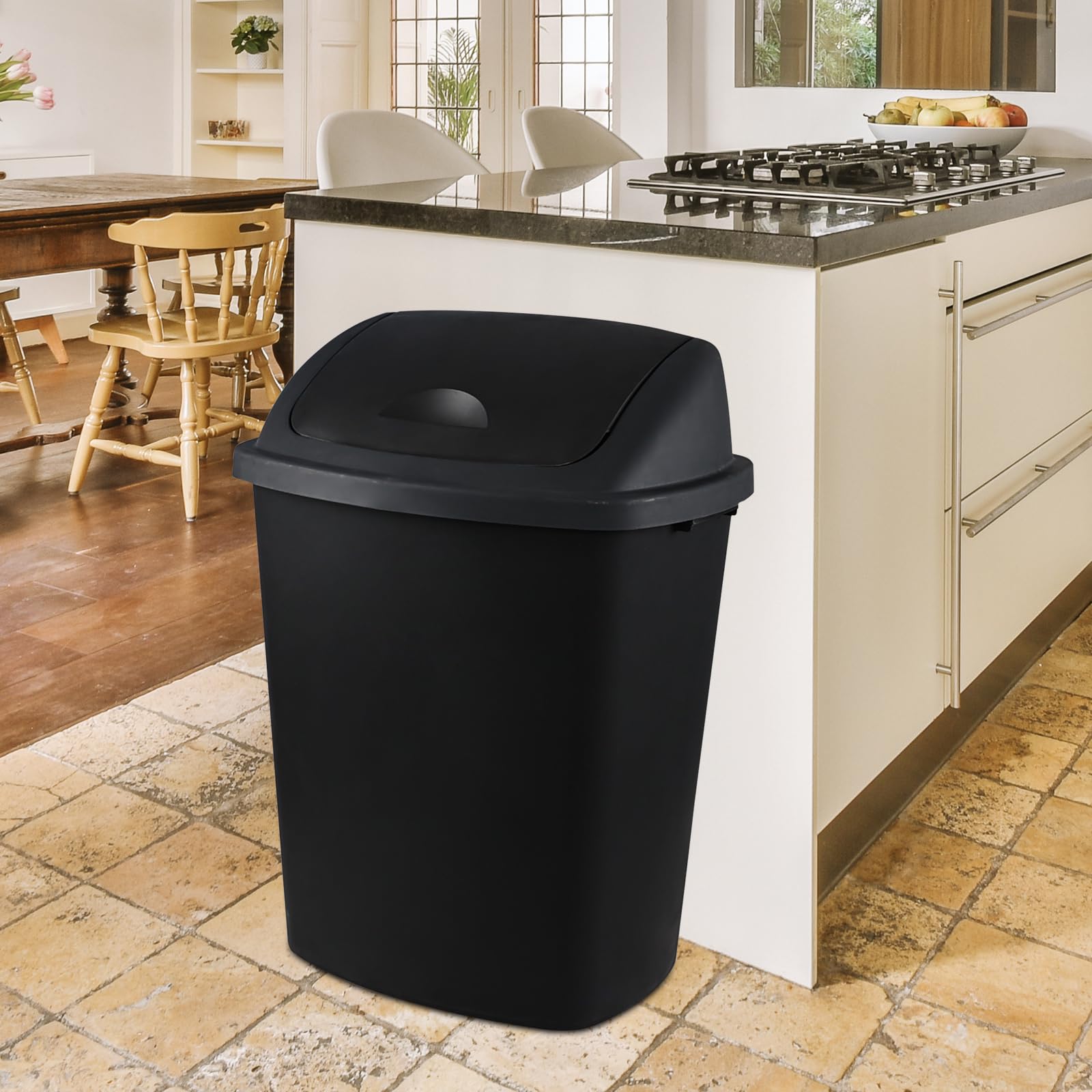 18 Gallon Tall Trash Can with Swing Lid (4 Count)