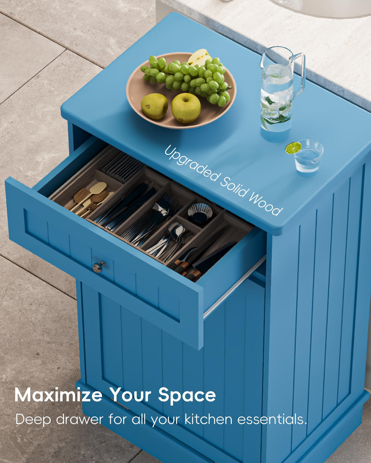 10 Gallon Tilt Out Trash Cabinet with Big Storage Drawer