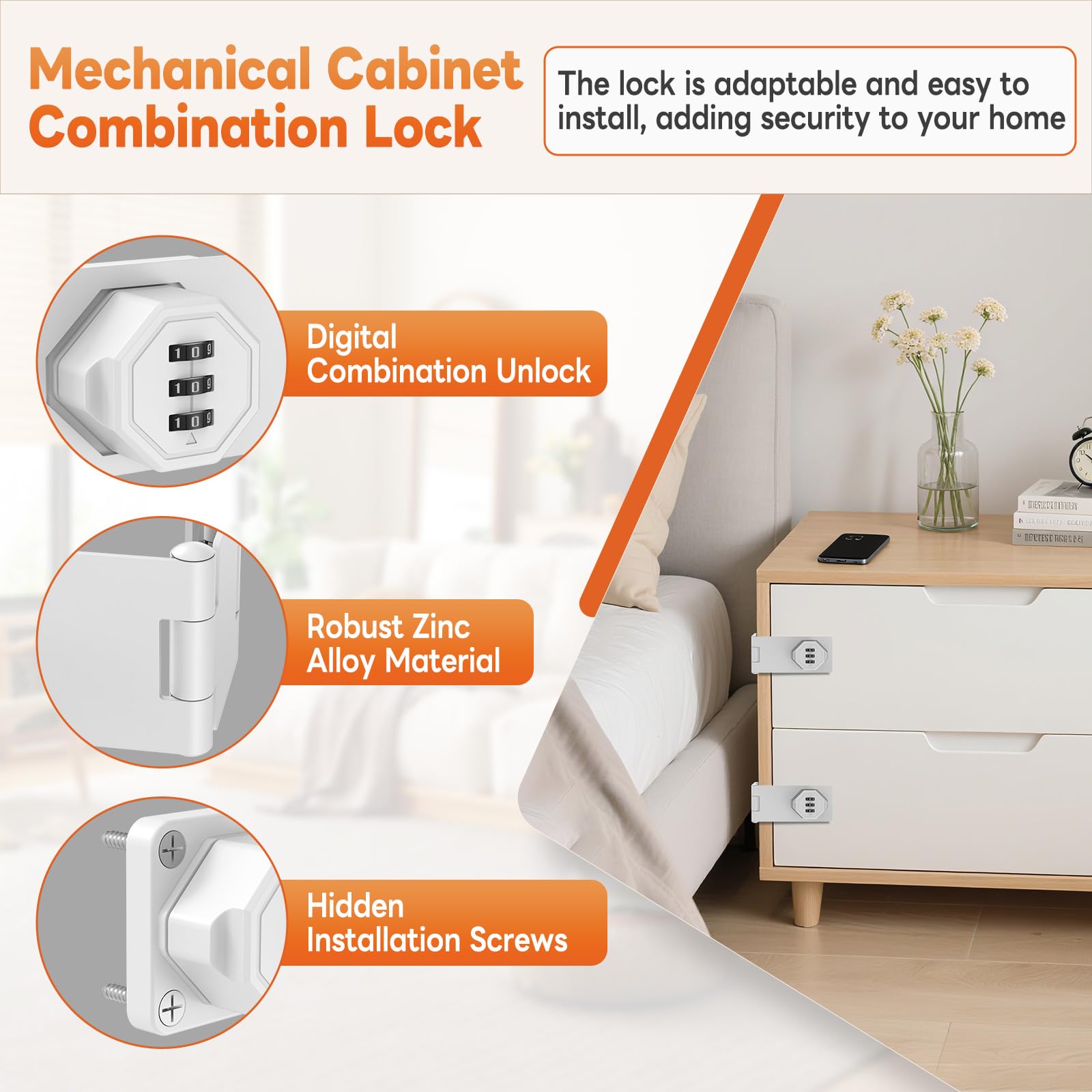 90 Degree 3 Digit Combination Cabinet Lock