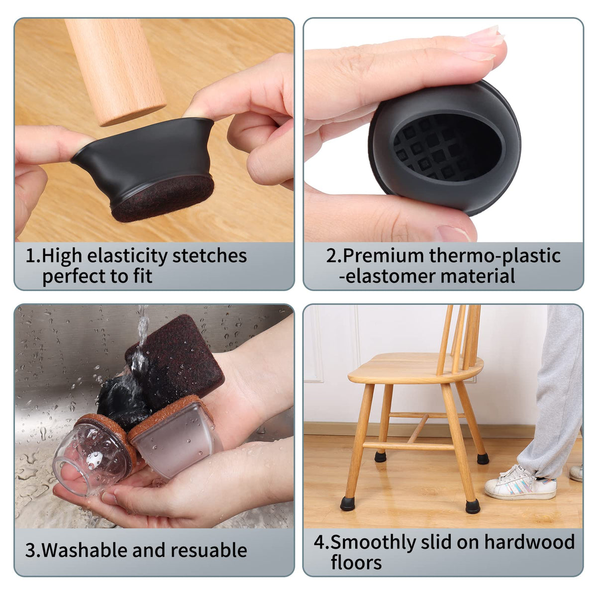 24 Pcs Extra Large Chair Leg Floor Protectors for Hardwood Floors (24 Count)