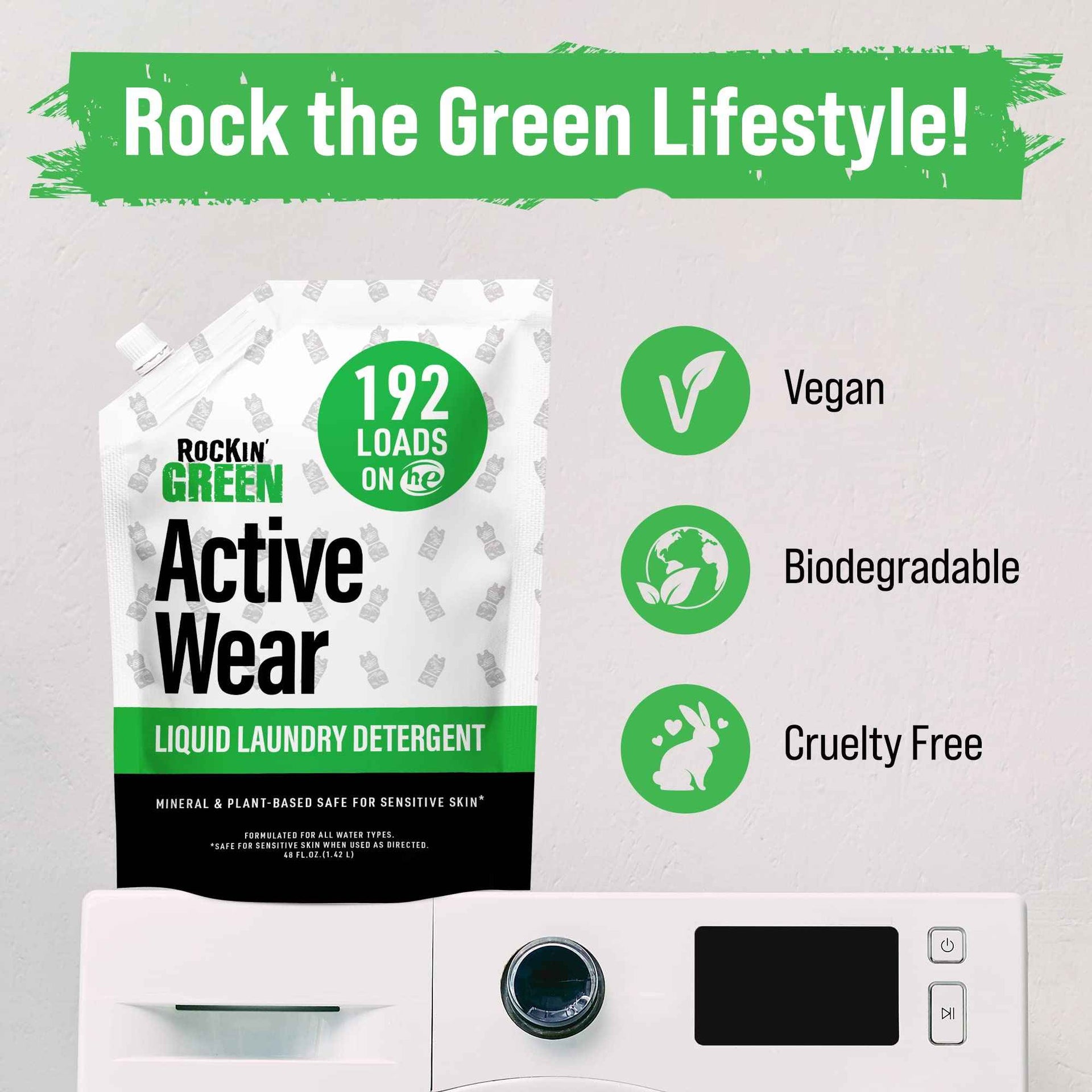 Active Wear Liquid Sport Laundry Detergent Unscented 192 Lds (48 Fl Oz)