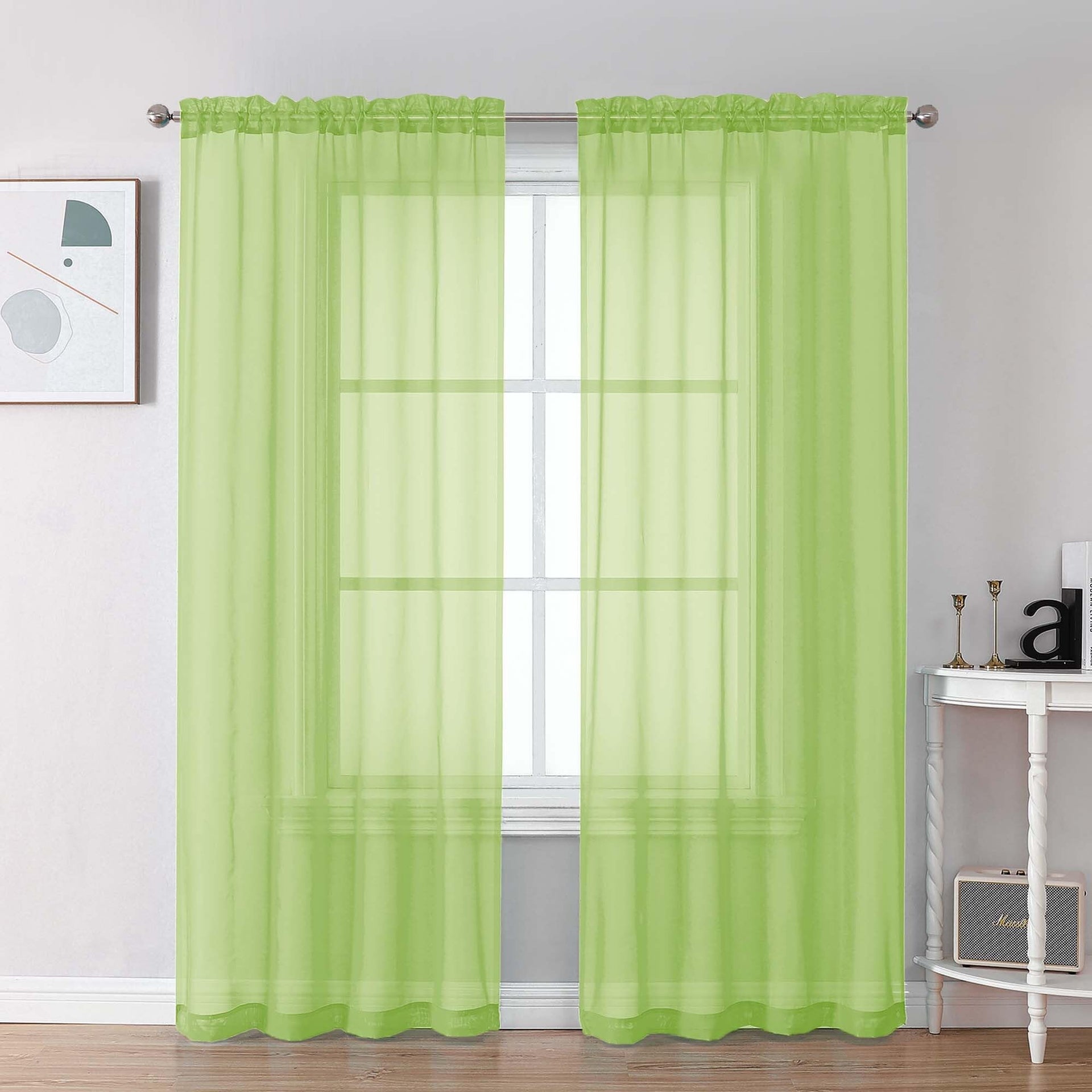 Lime Sheer Curtains 72 Inch Length 2 Panels (2 Count)