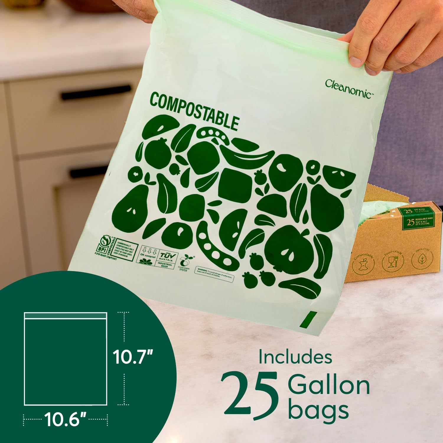 Compostable Zip Sandwich Bags (125 Count)