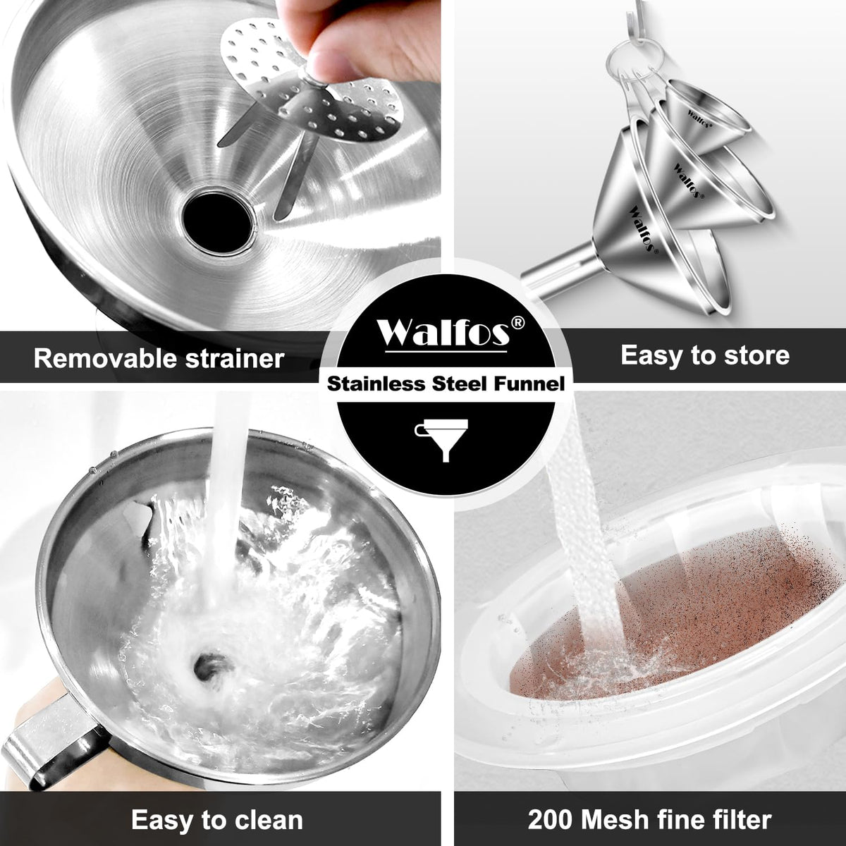 Stainless Steel Funnel (6 Count)