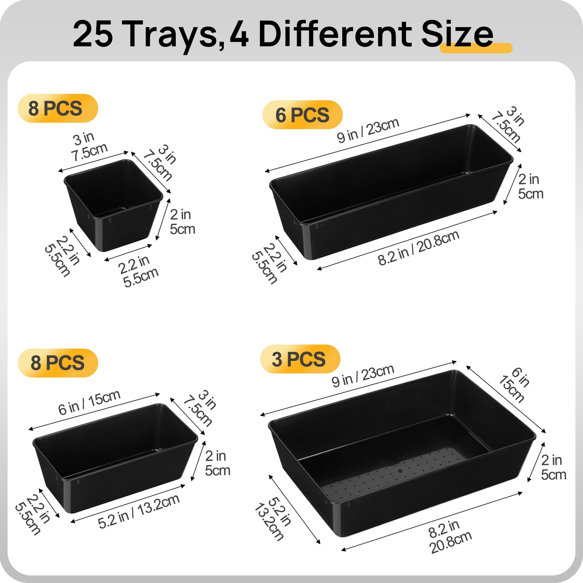 25 Pack Plastic Drawer Organizers with Non (25 Count)