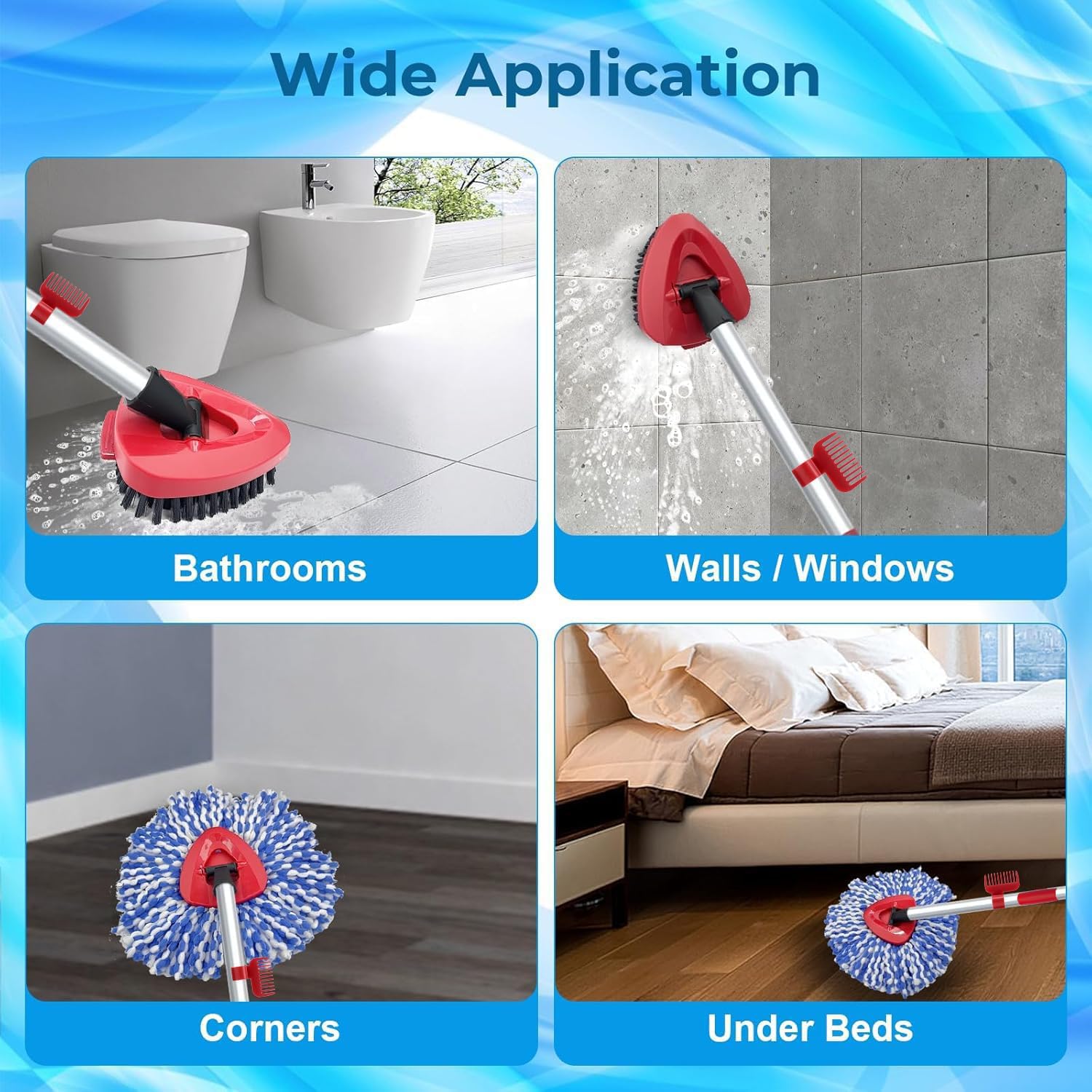 Spin Mop Head and Brush Replacement Compatible with O Cedar RinseClean 2