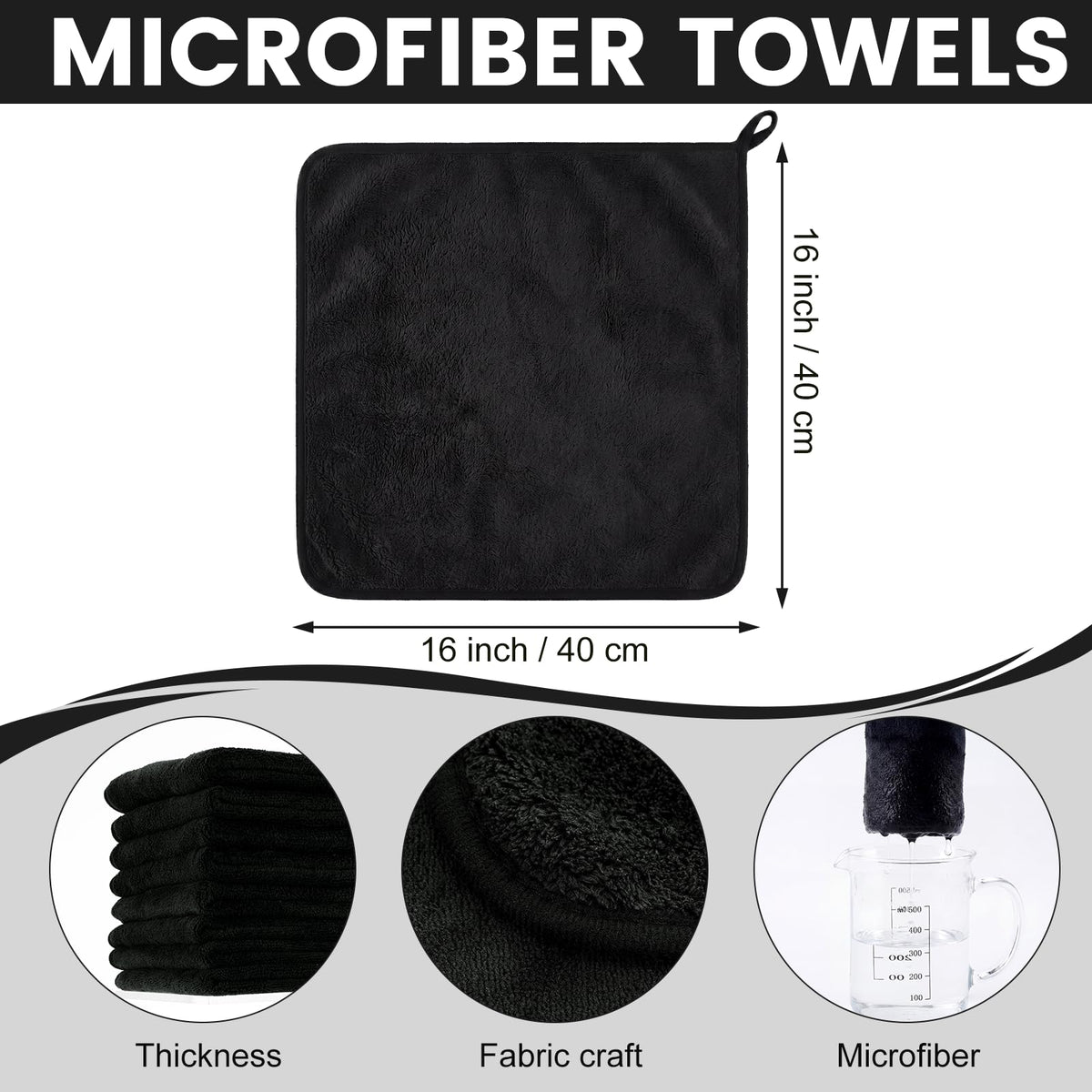 60 Pcs Black Microfiber Towels (60 Count)
