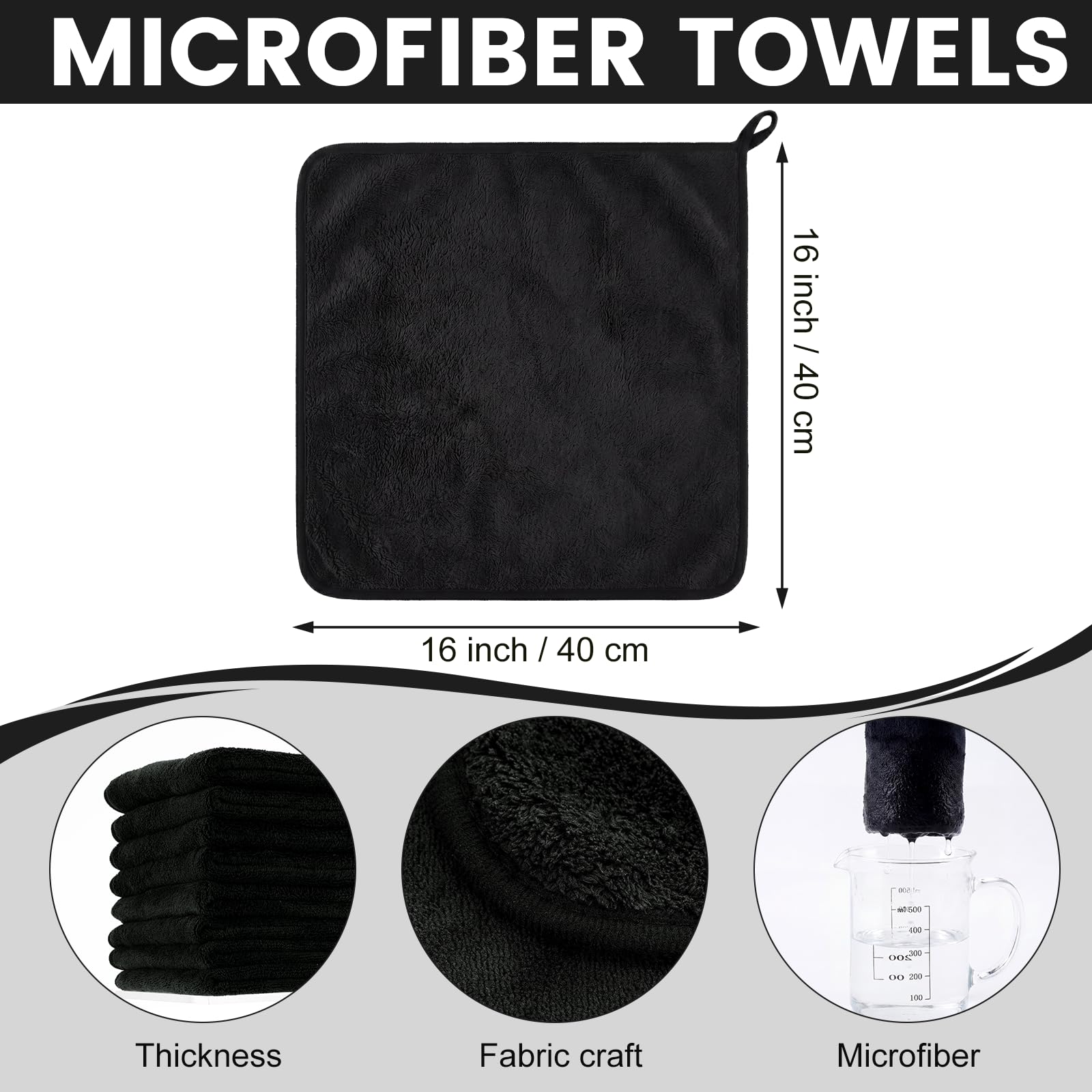 60 Pcs Black Microfiber Towels (60 Count)