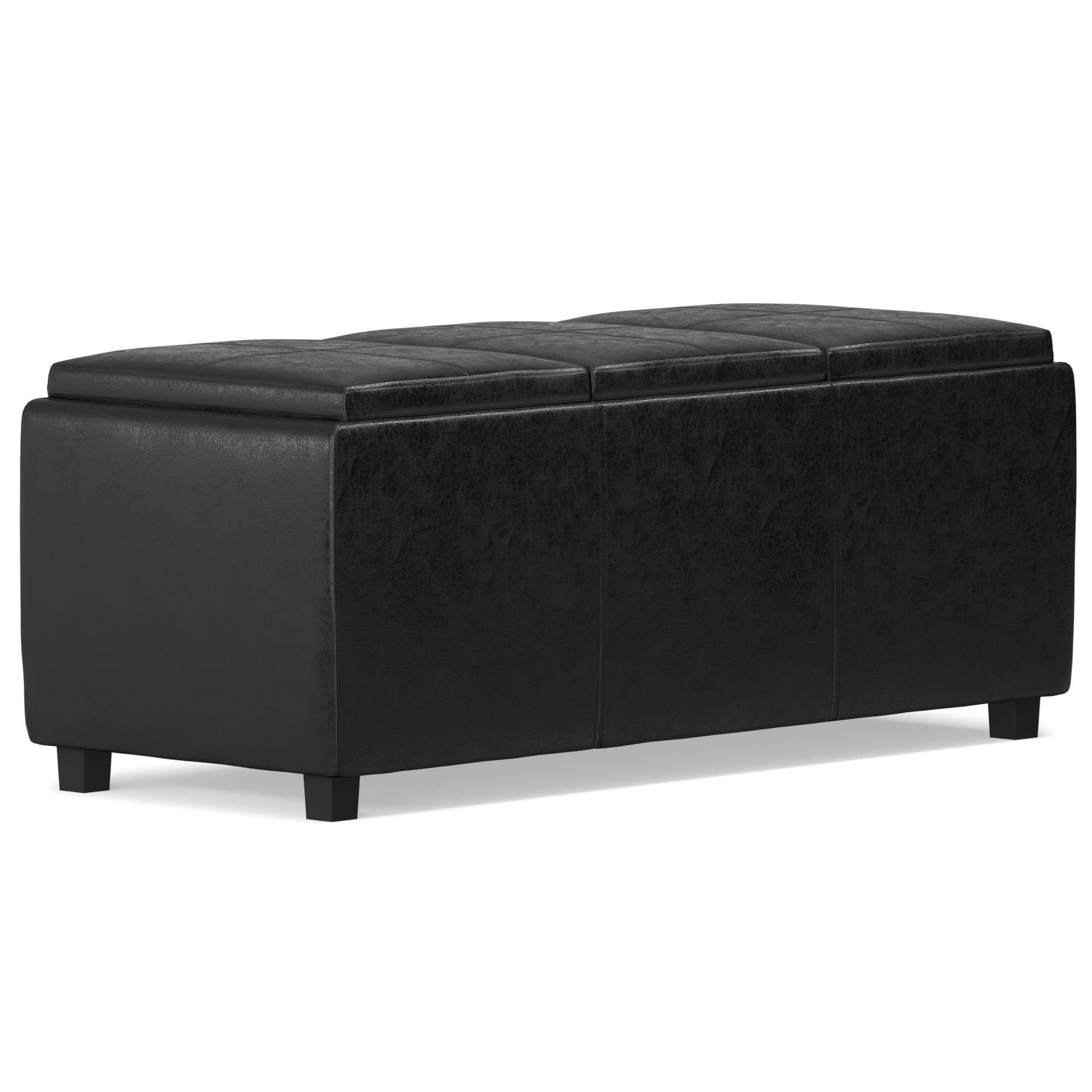 Avalon 42" Wide Linen Look Fabric Storage Ottoman in Slate Grey