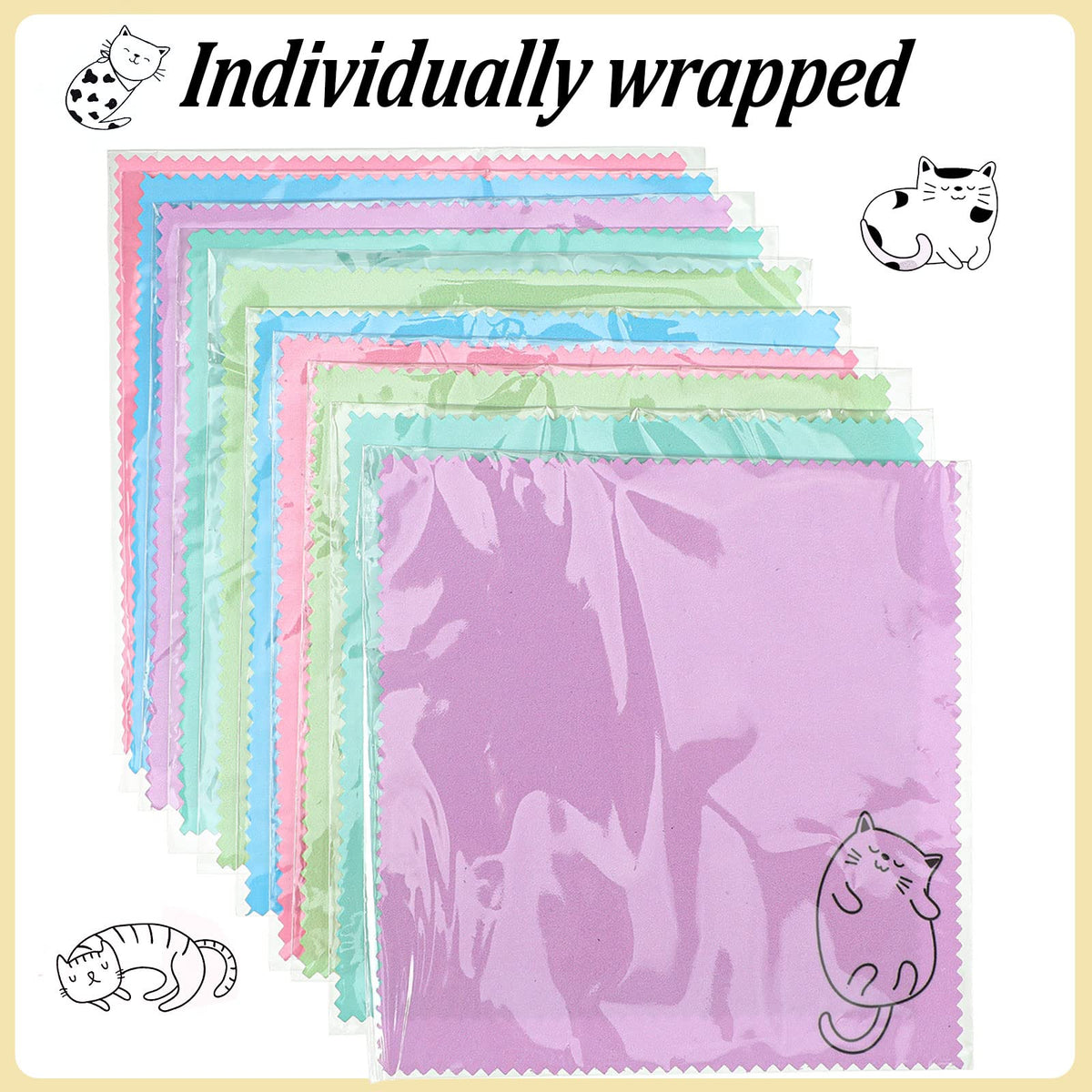 20 Pcs Microfiber Cleaning Cloth Cute Kitty Cat Design Microfiber Cloth Gift Soft Multicolor Glasses Cleaner for Eyeglasses Camera Lens Cell Phone Screens Glasses