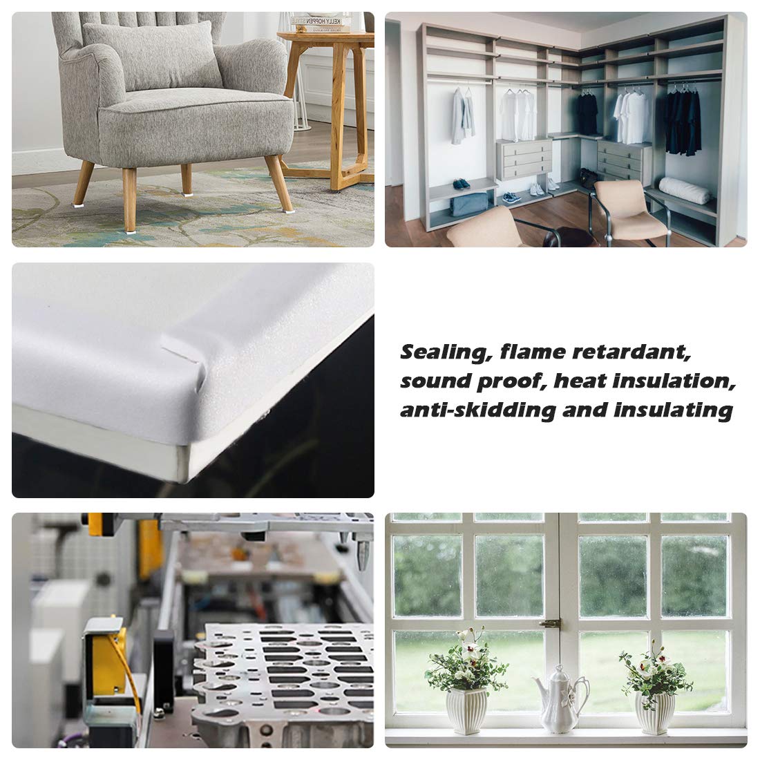 Foam Rubber Seal Tape Closed Cell Adhesive Foam Strips for Window AC Units Soundproof Weather Stripping (13 Foot)