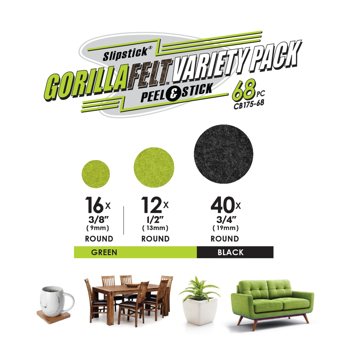 Gorilla Felt ¾ Inch Furniture Pads (68 Count)