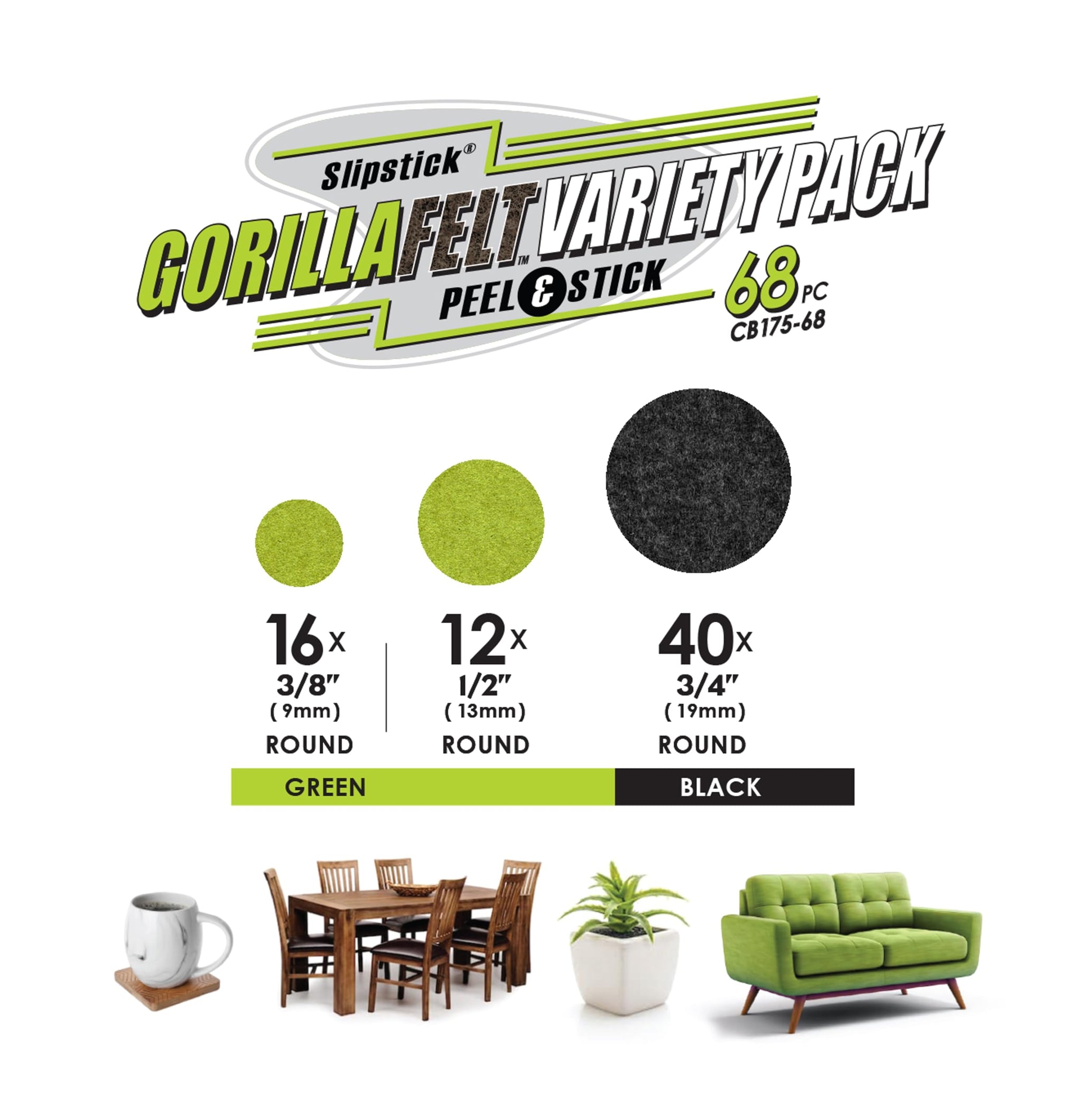 Gorilla Felt ¾ Inch Furniture Pads (68 Count)