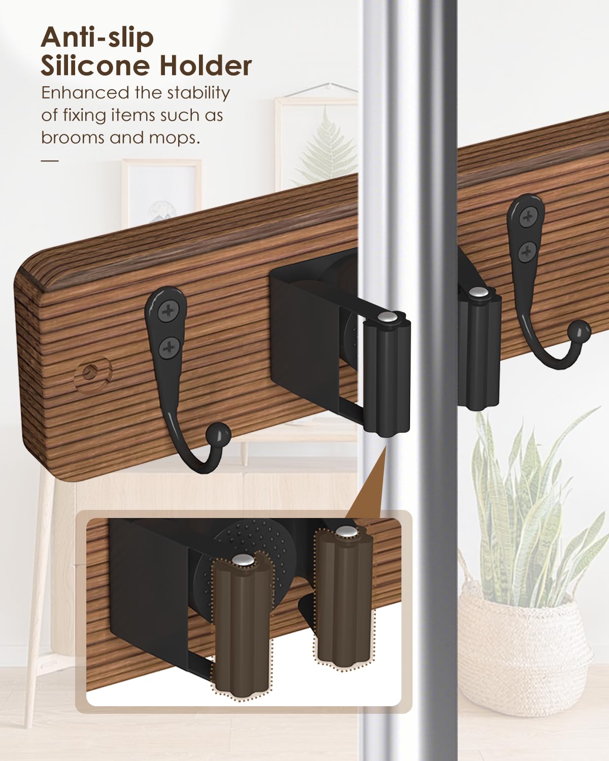 2 Pack Broom Holder Wall Mount (2 Count)