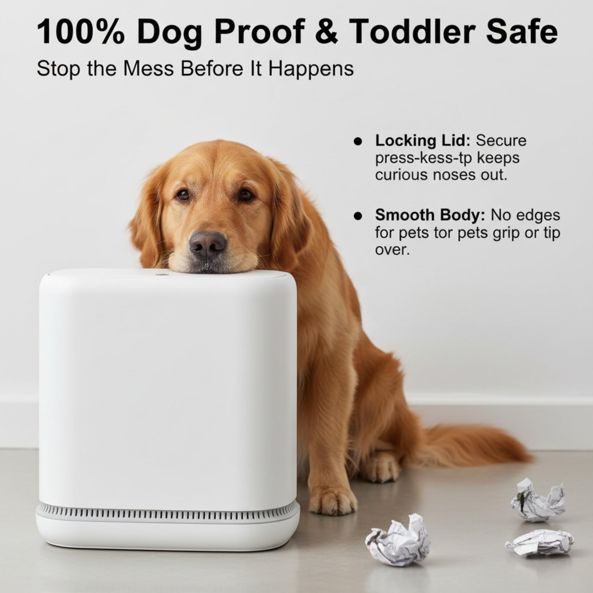 Dog Proof 3.3 Gal Slim Bathroom Trash Can with Locking Lid