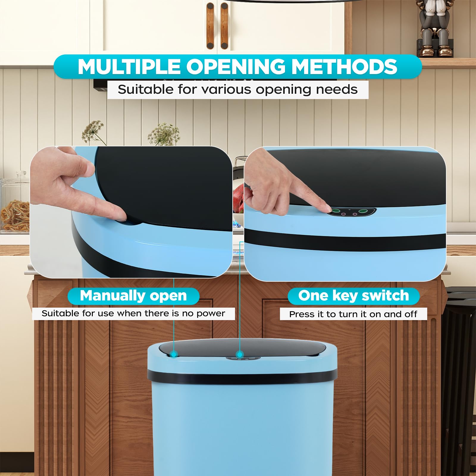 Automatic Motion Sensor Bathroom Trash Can with Lid