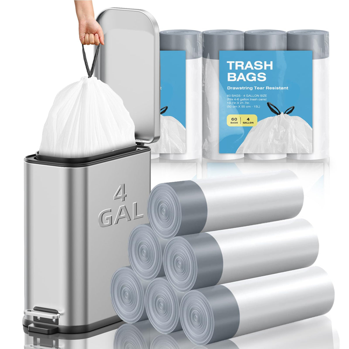 4 Gallon Mini Drawstring Trash Bags (120 Count)