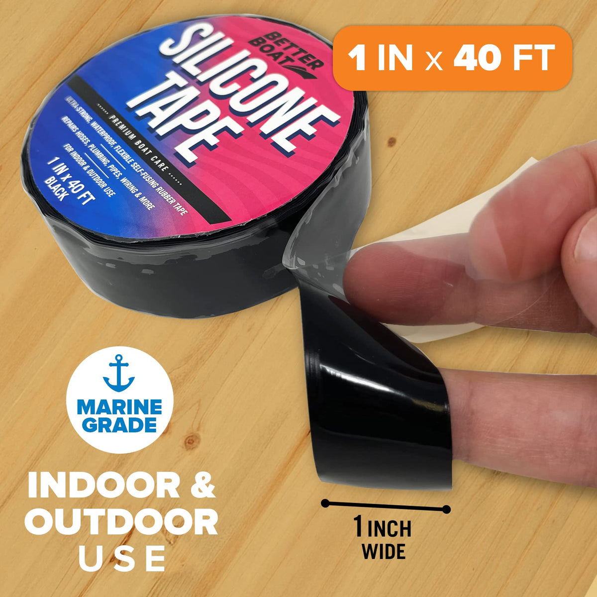 Self Fusing Silicone Tape Waterproof Black (40 Foot)