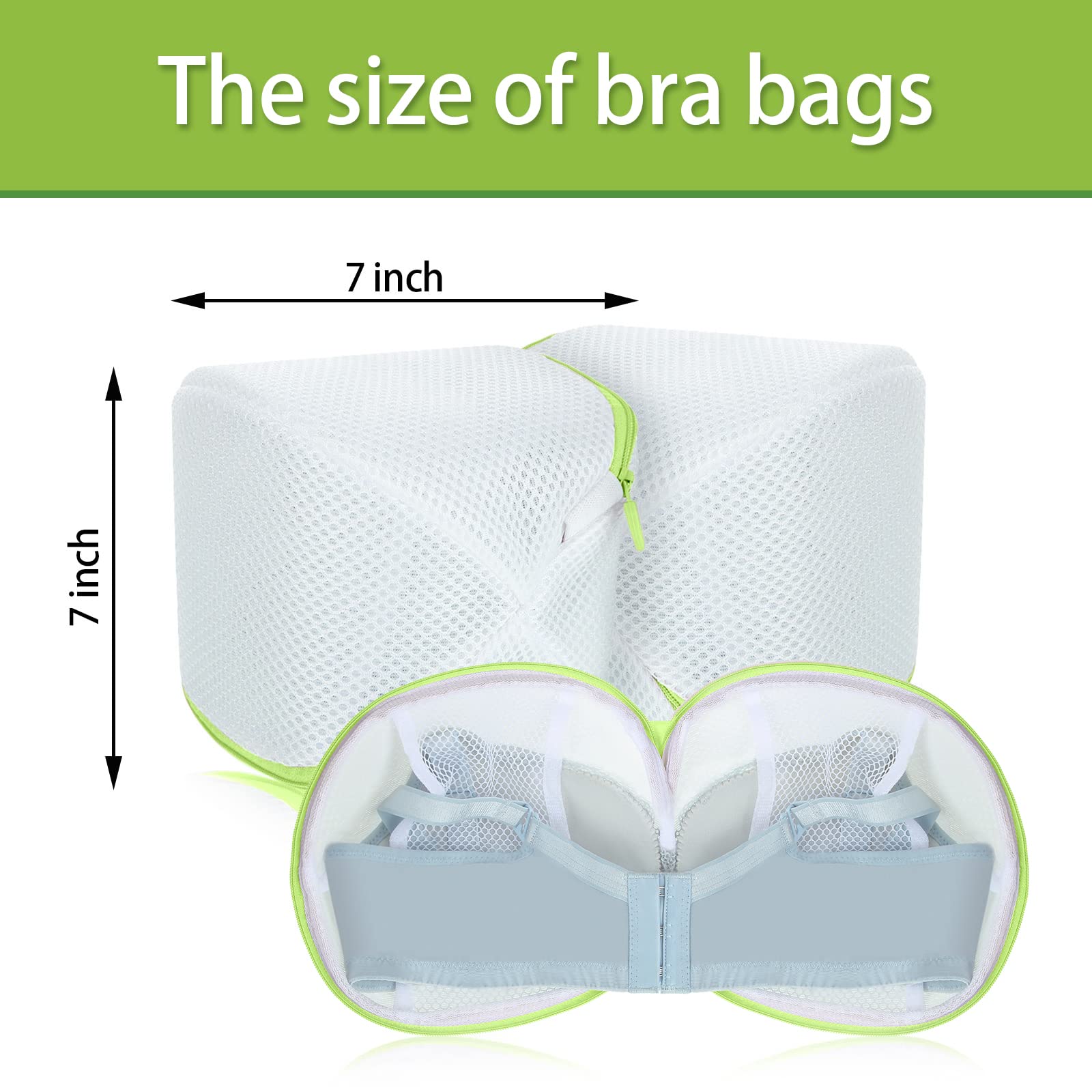 6 Pcs Bra Washing Bag for Laundry Storage Women 7.87 Inch Green