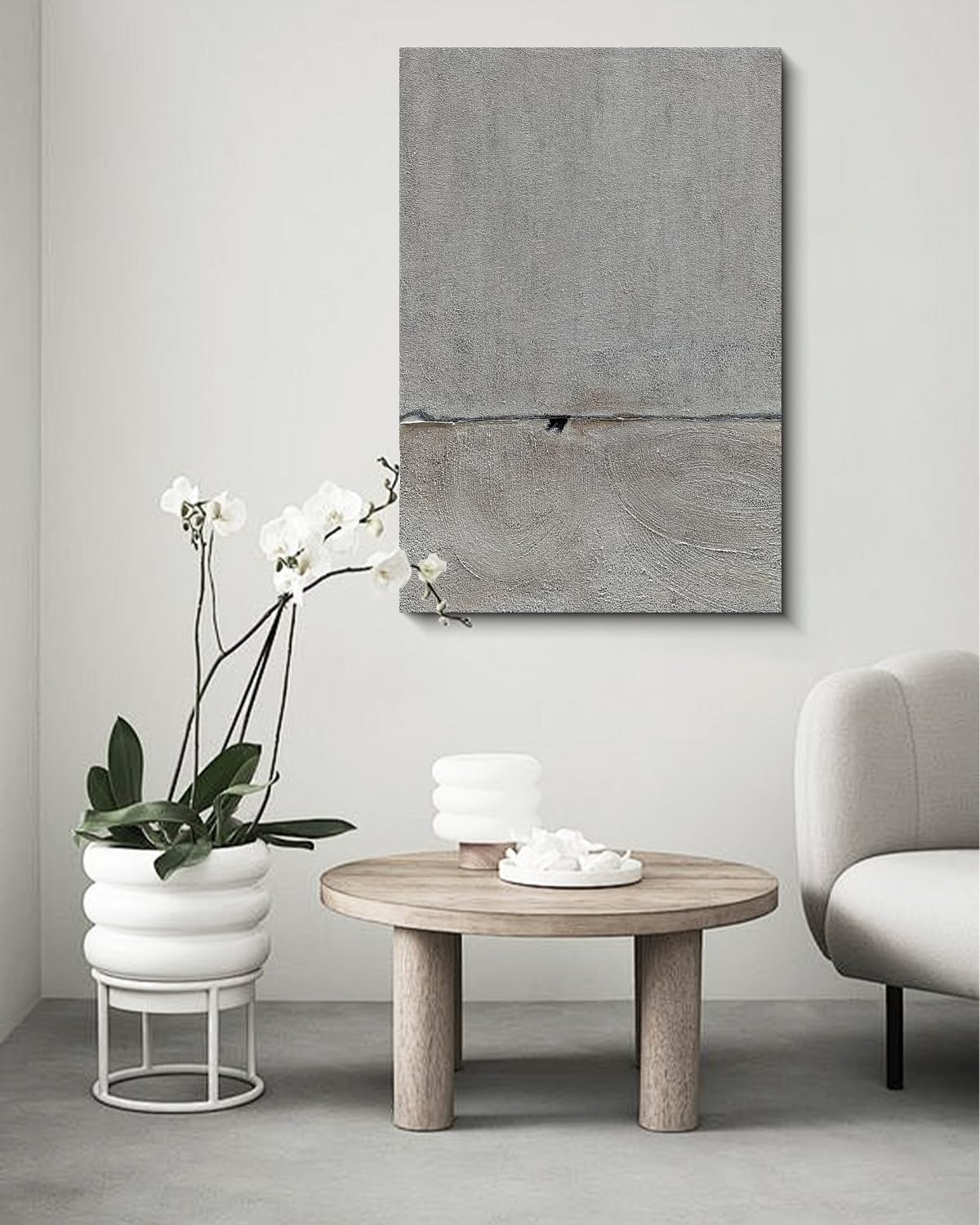 Hand painted Minimalist Black and White art canvas Abstract Oil painting 36x24 inch wall decorative art