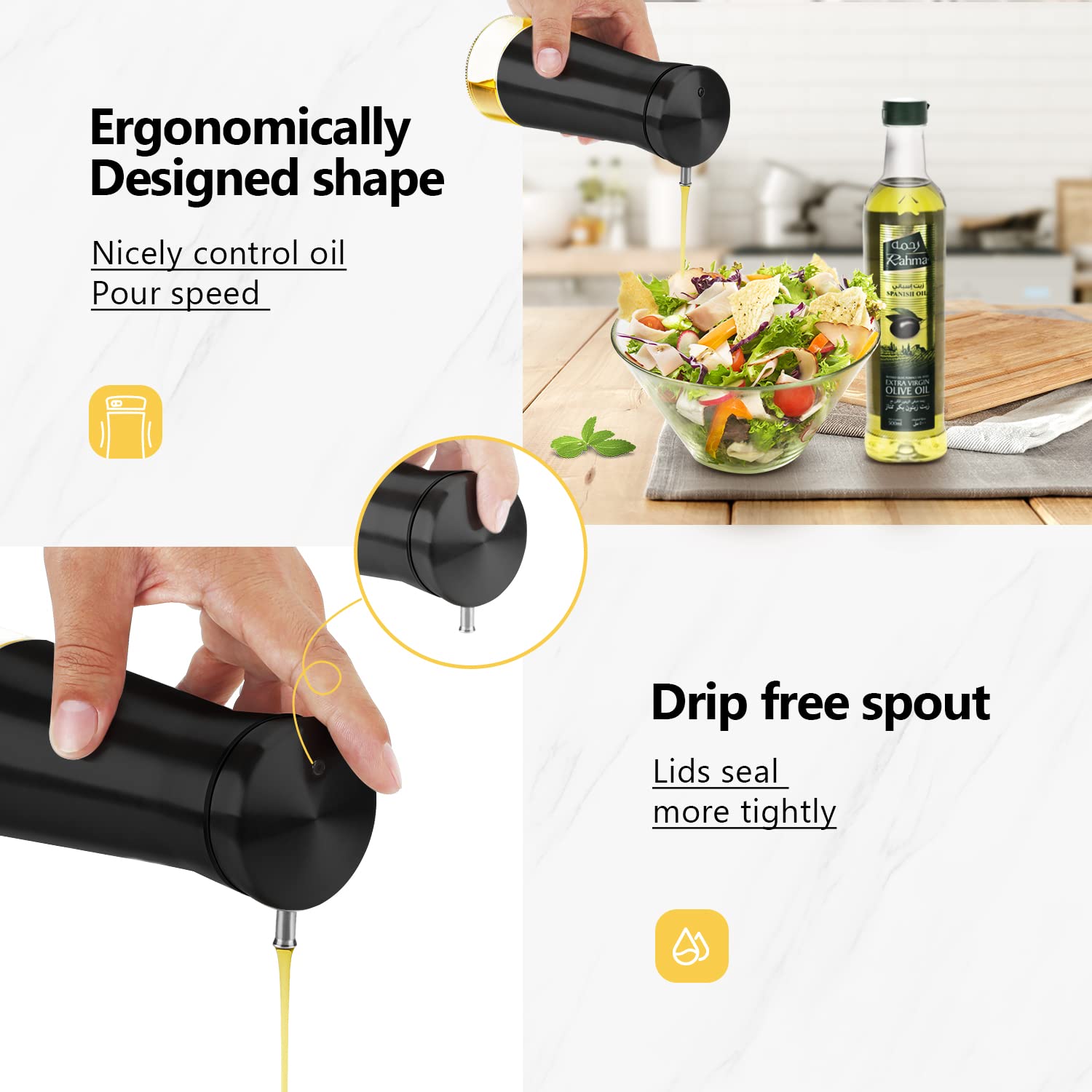 Black Oil And Vinegar Dispenser Set (2 Count)