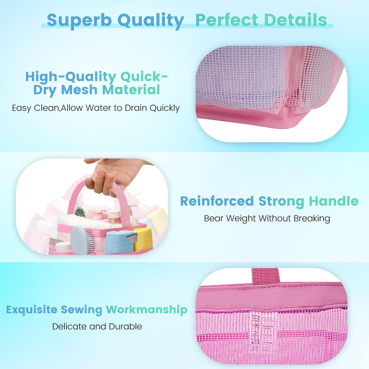 Camping Essentials Shower Caddy Portable for College Dorm Room Essentials for Girls with 8 Pockets