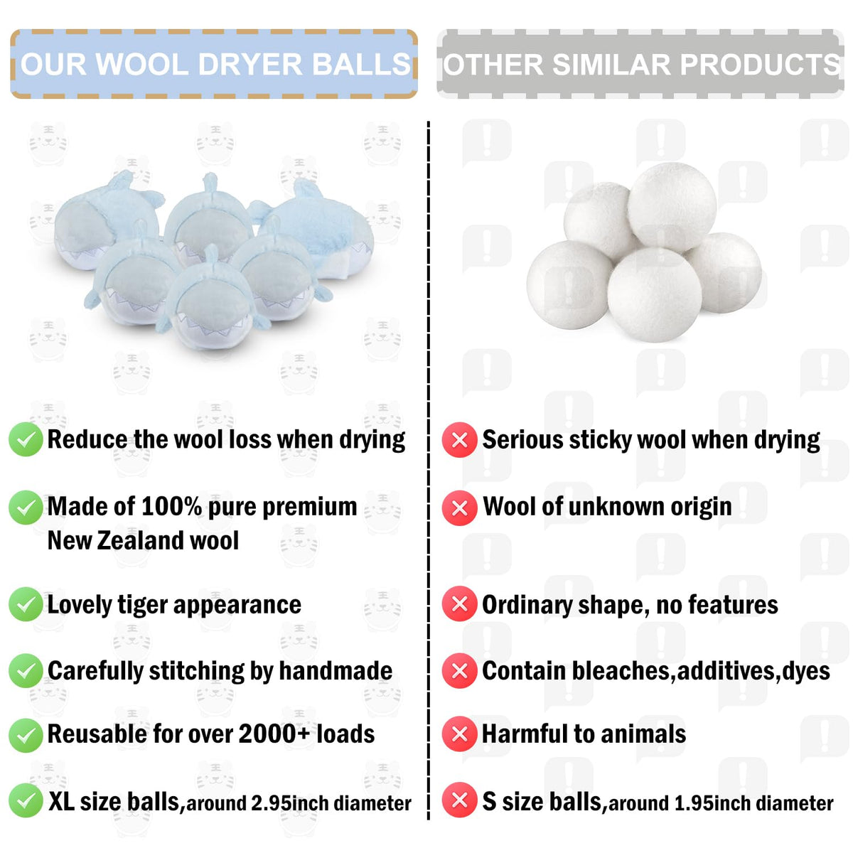 XL Size Wool Dryer Balls 6 Pack