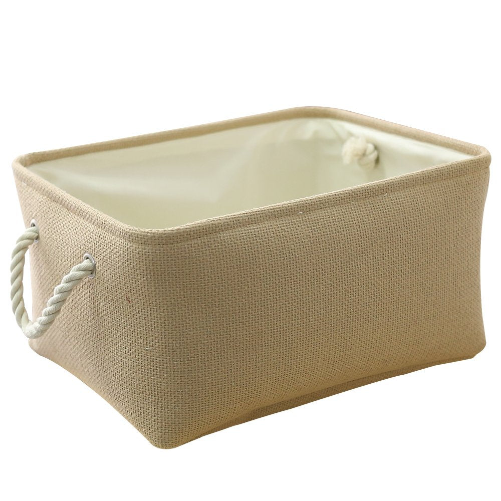 Decorative Basket Rectangular Small Storage Basket Fabric Storage Bin Organizer Basket with Handles for Clothes Storage
