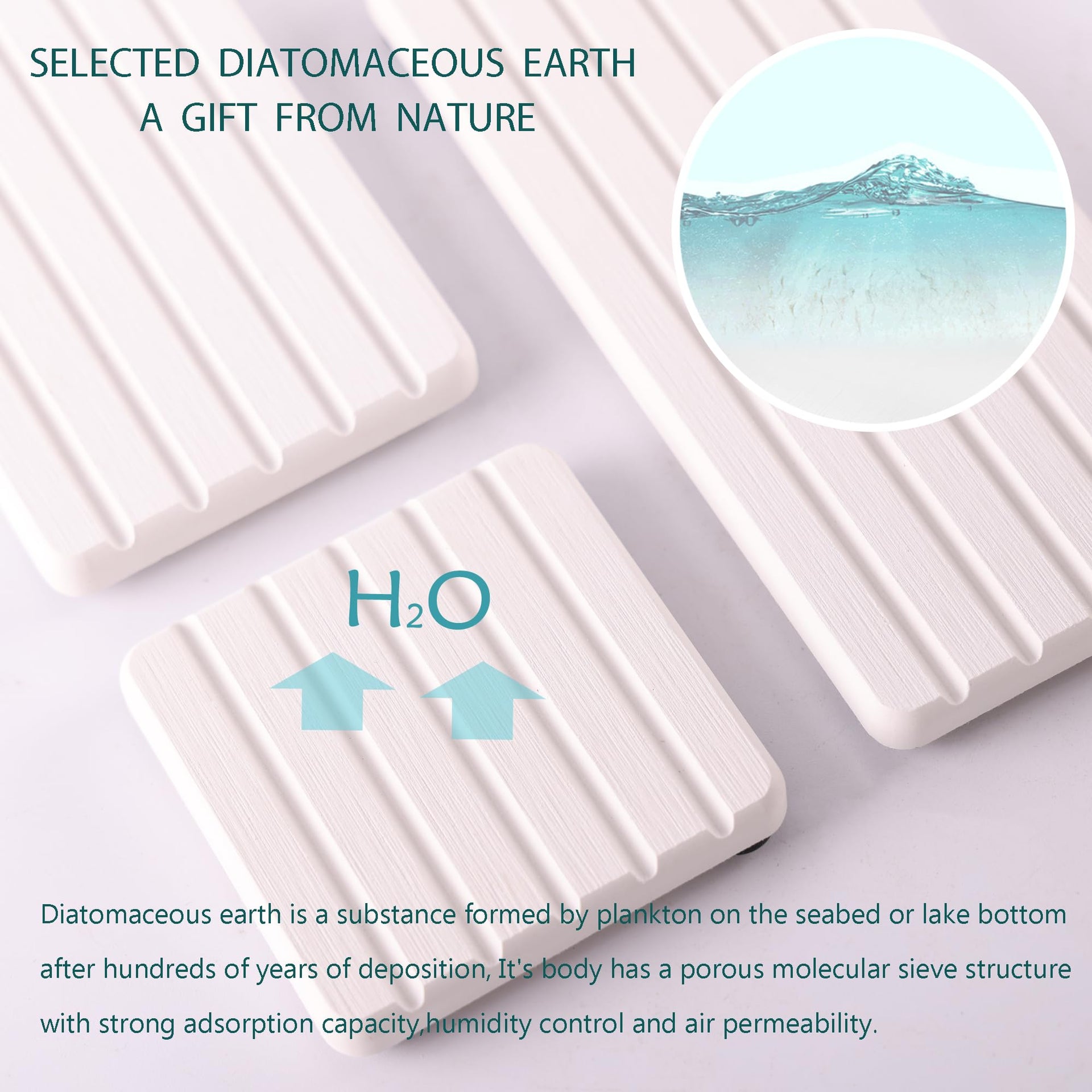Set of 4 Water Absorbent Diatomite Coasters (4 Count)