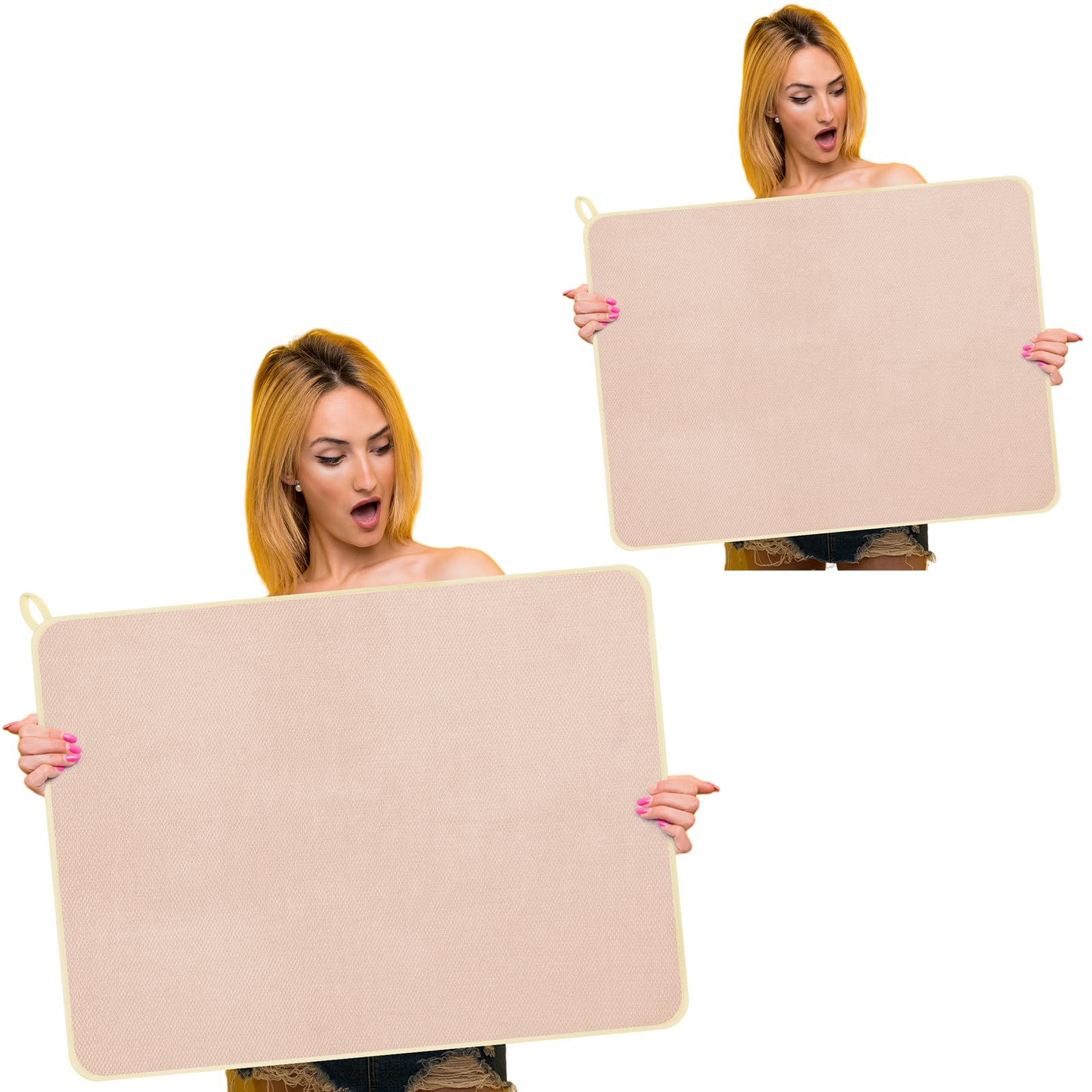 2 Pack Extra Large Dish Drying Mat Microfiber Absorbent Dish Drying Pad Large Size Dishes Drainer Mats for Countertop