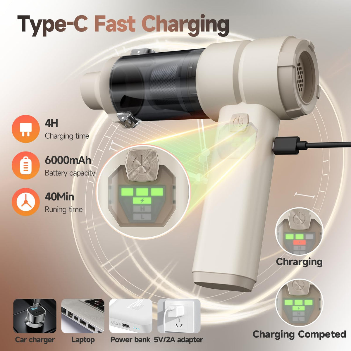 Car Vacuum Handheld Car Vacuum Cleaner Cordless with Brushless Motor